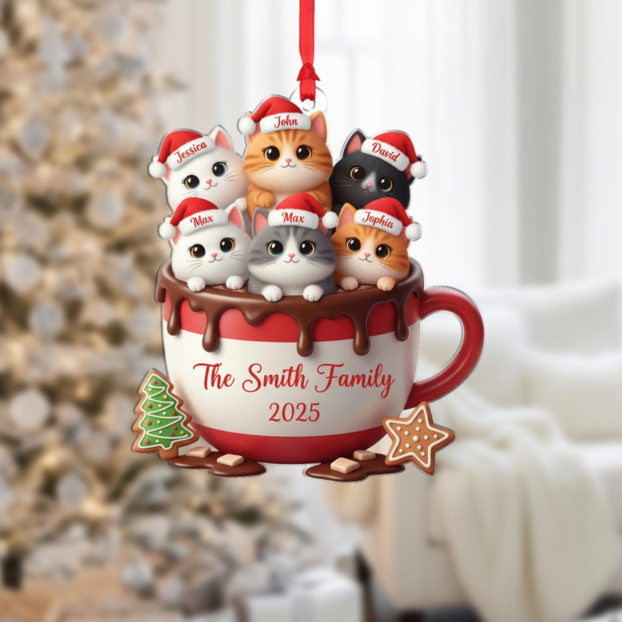 Custom Personalized Christmas Ornament: Cat Name Ornaments image 1