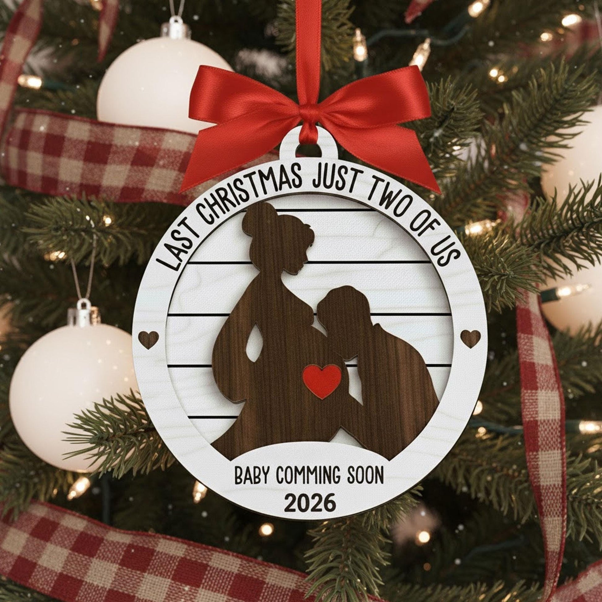 Custom Expecting Parents Ornament: Pregnancy Reveal Christmas Keepsake, Personalized Baby Coming Soon 2026 Gift