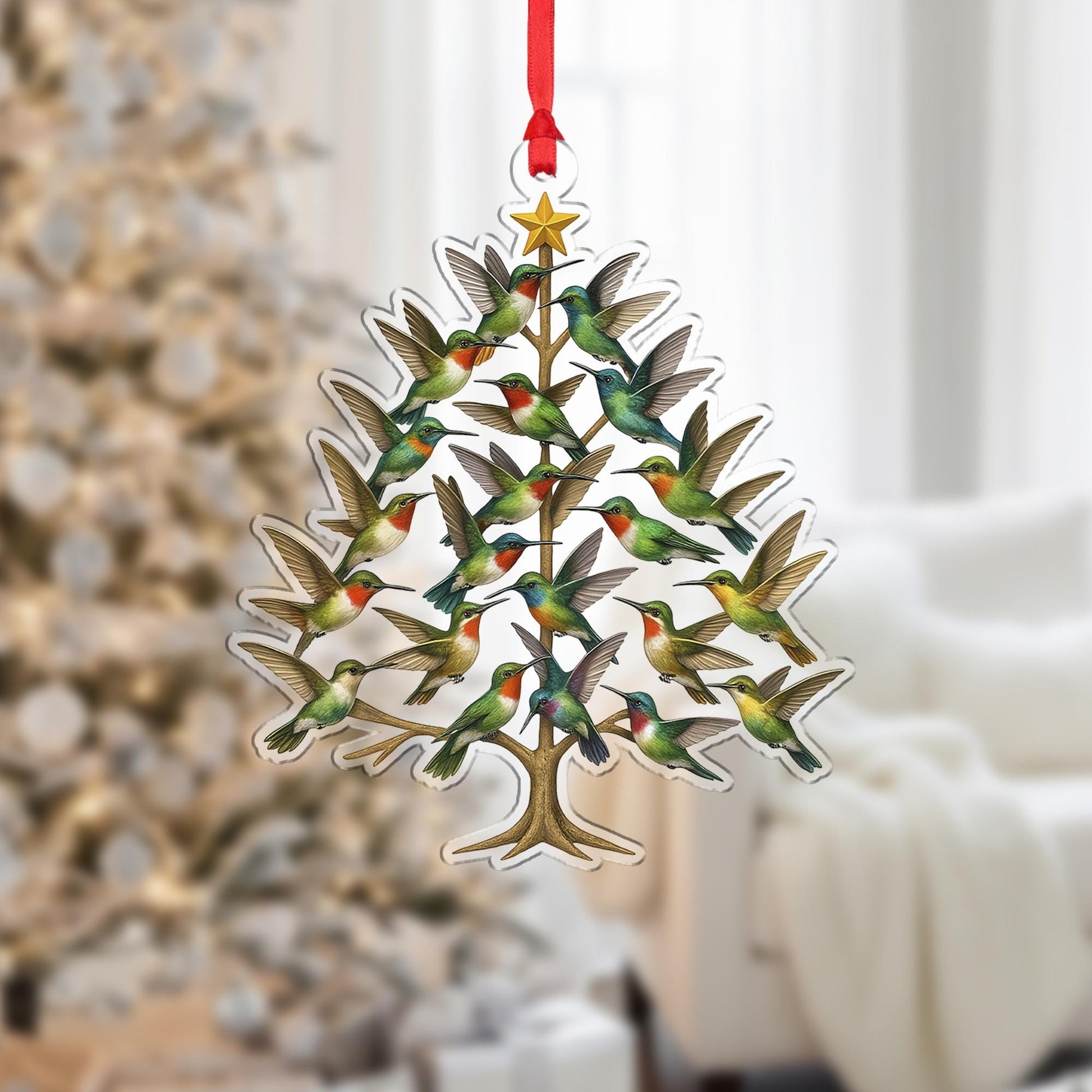 Personalized Hummingbird Christmas Ornament – Bird Tree Acrylic Holiday Keepsake