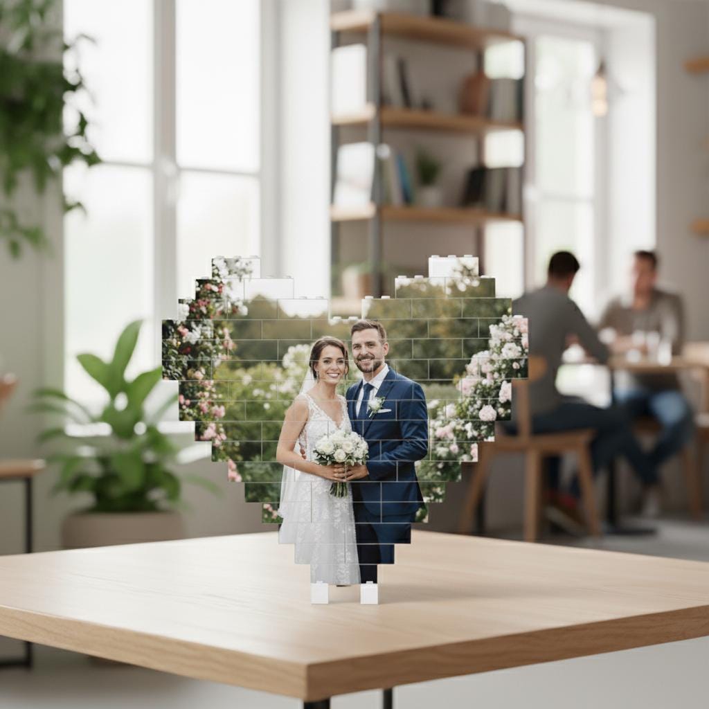 Custom Wedding Photo Heart Building Blocks Display Decoration