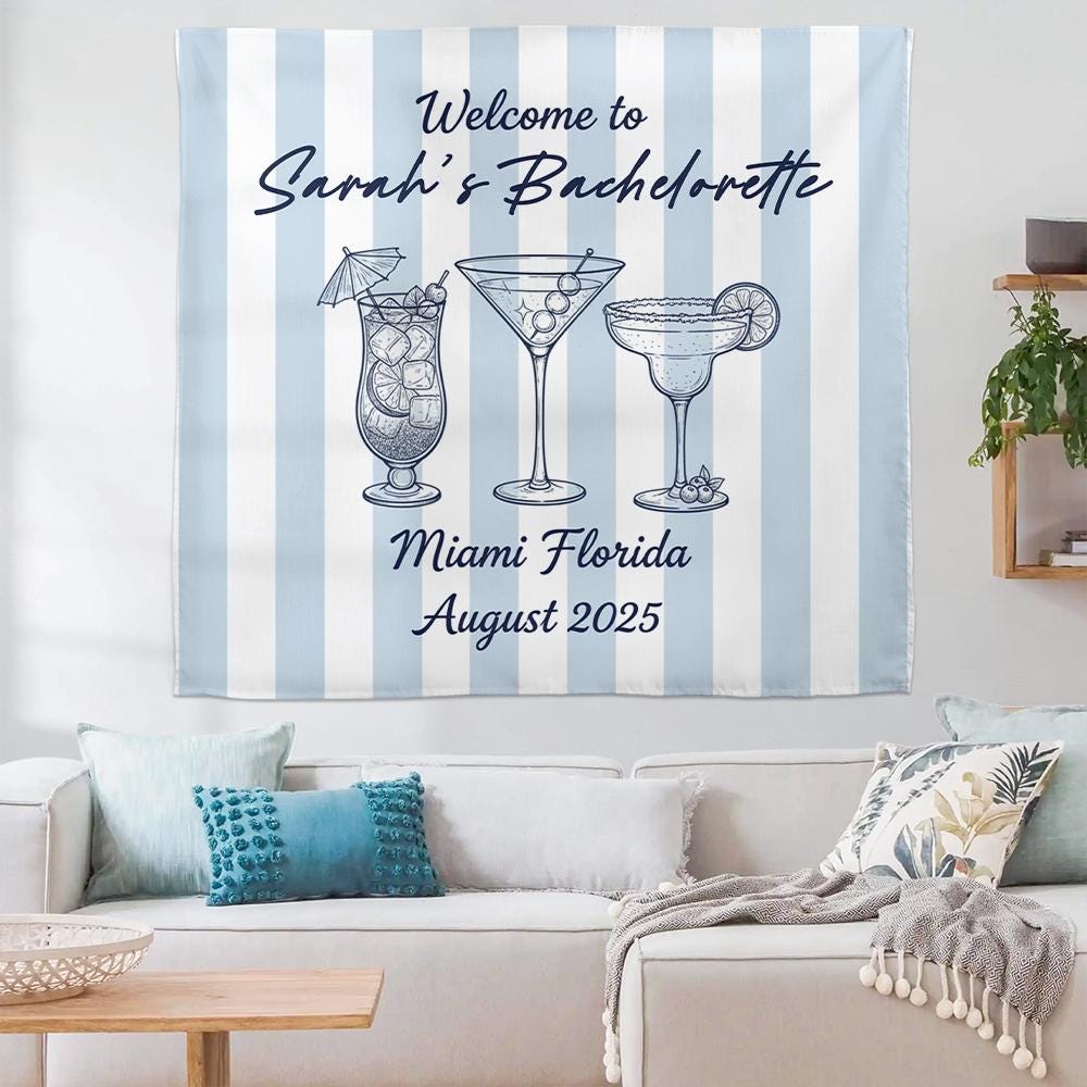 Personalized Bachelorette Party Banner – Custom Name Tapestry for Bride Squad
