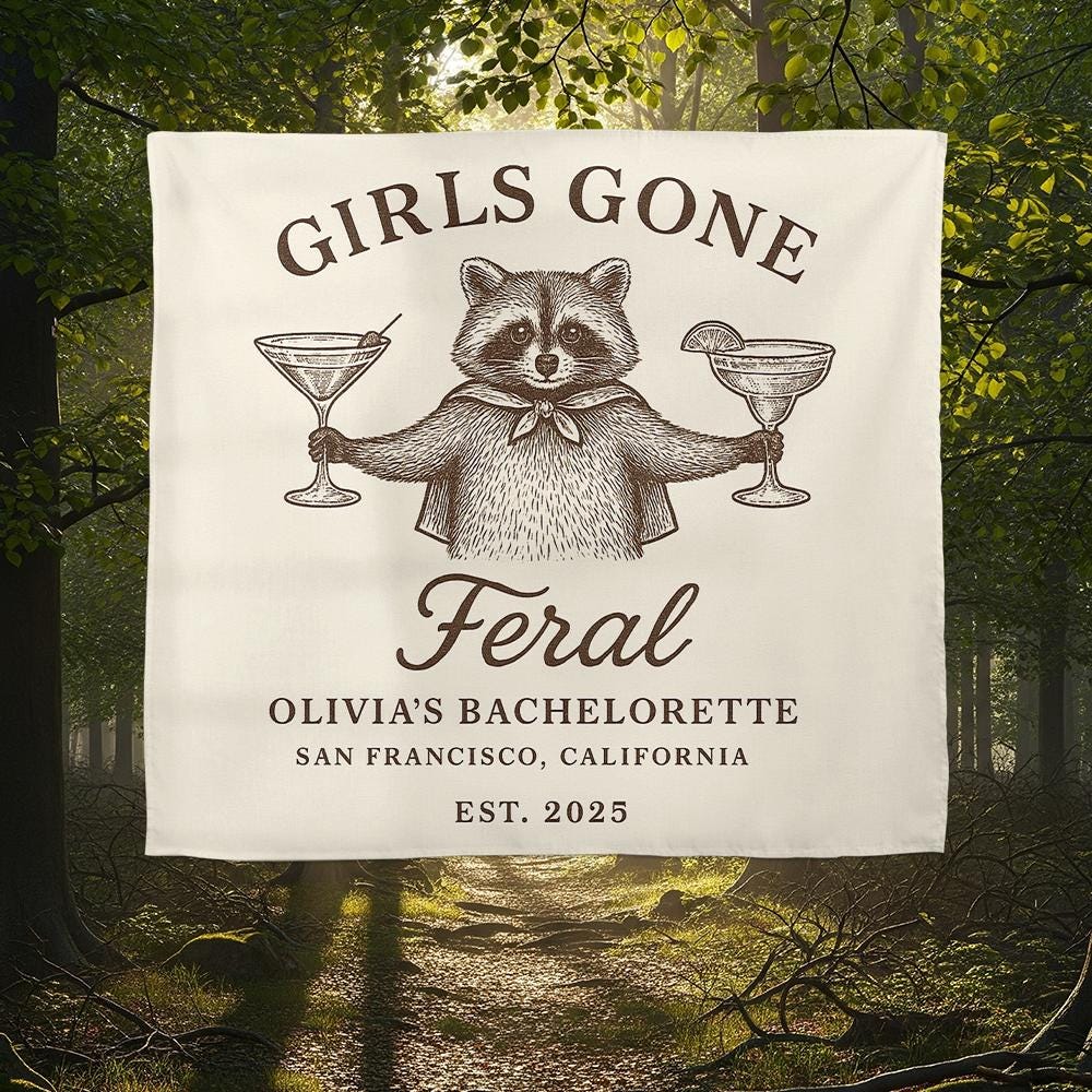 Girls Gone Feral Bachelorette Banner – Funny Party Tapestry