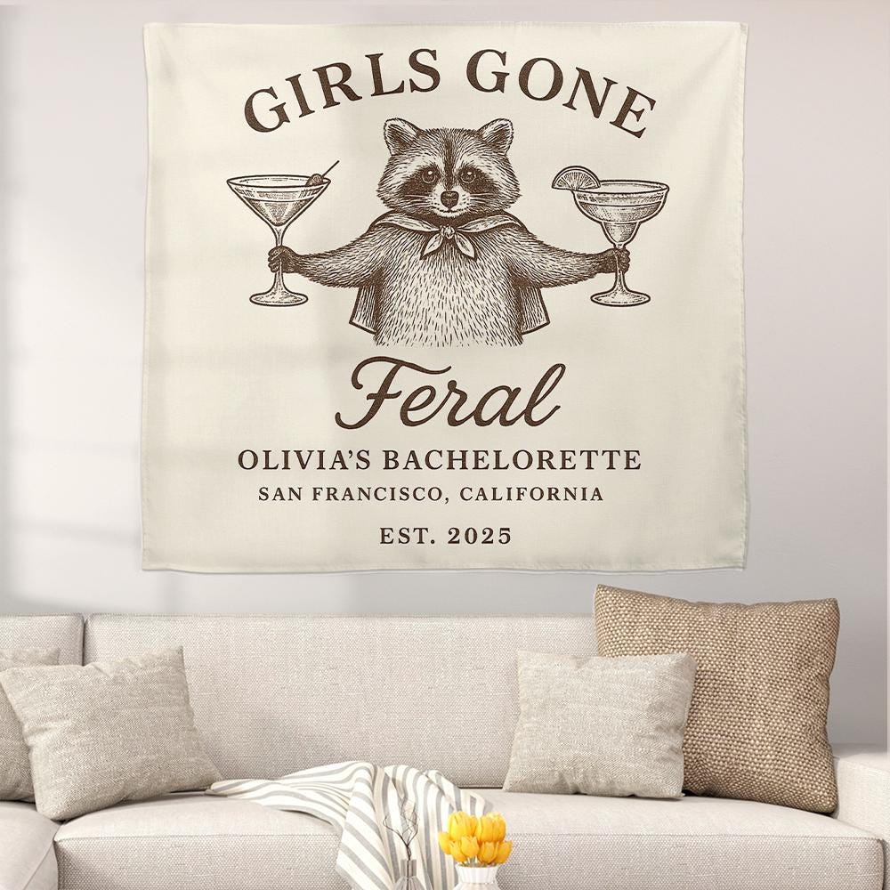 Girls Gone Feral Bachelorette Banner – Funny Party Tapestry
