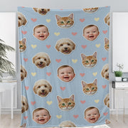 Custom Face Blanket – Personalized Pet and Family Photos Blanket
