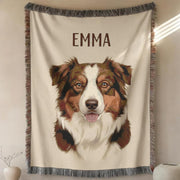 Custom Woven Pet Blanket – Personalized Dog Portrait Throw