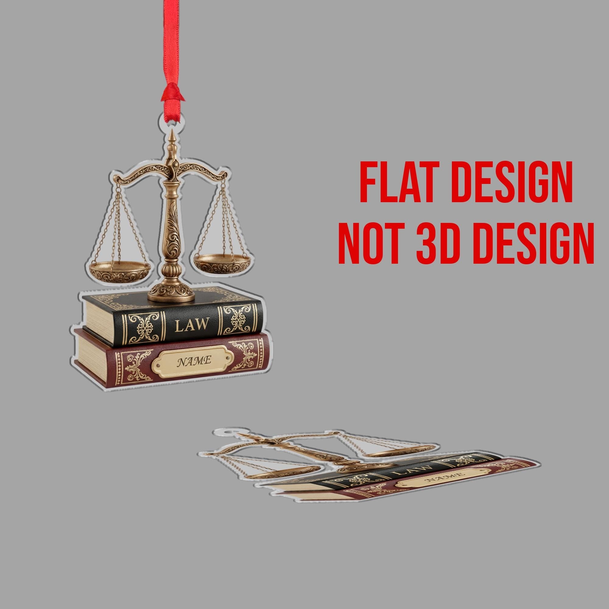 Personalized Law Ornament: Justice Scale on Books, Lawyer Gift