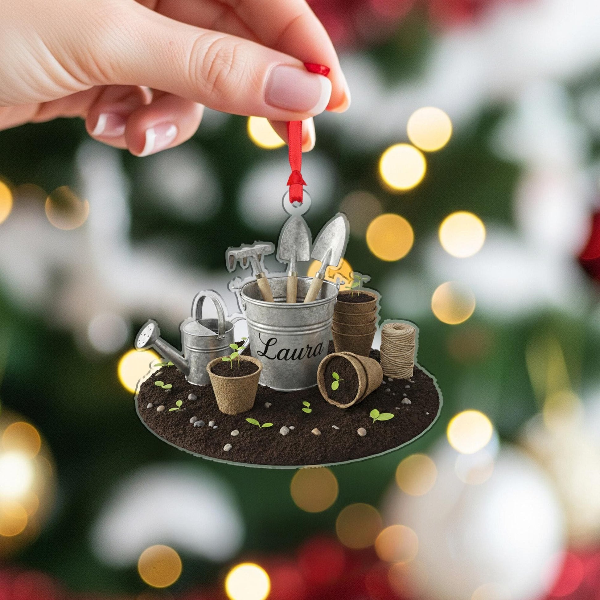 Custom Gardening Ornament – Personalized Holiday Decor for Plant Enthusiasts