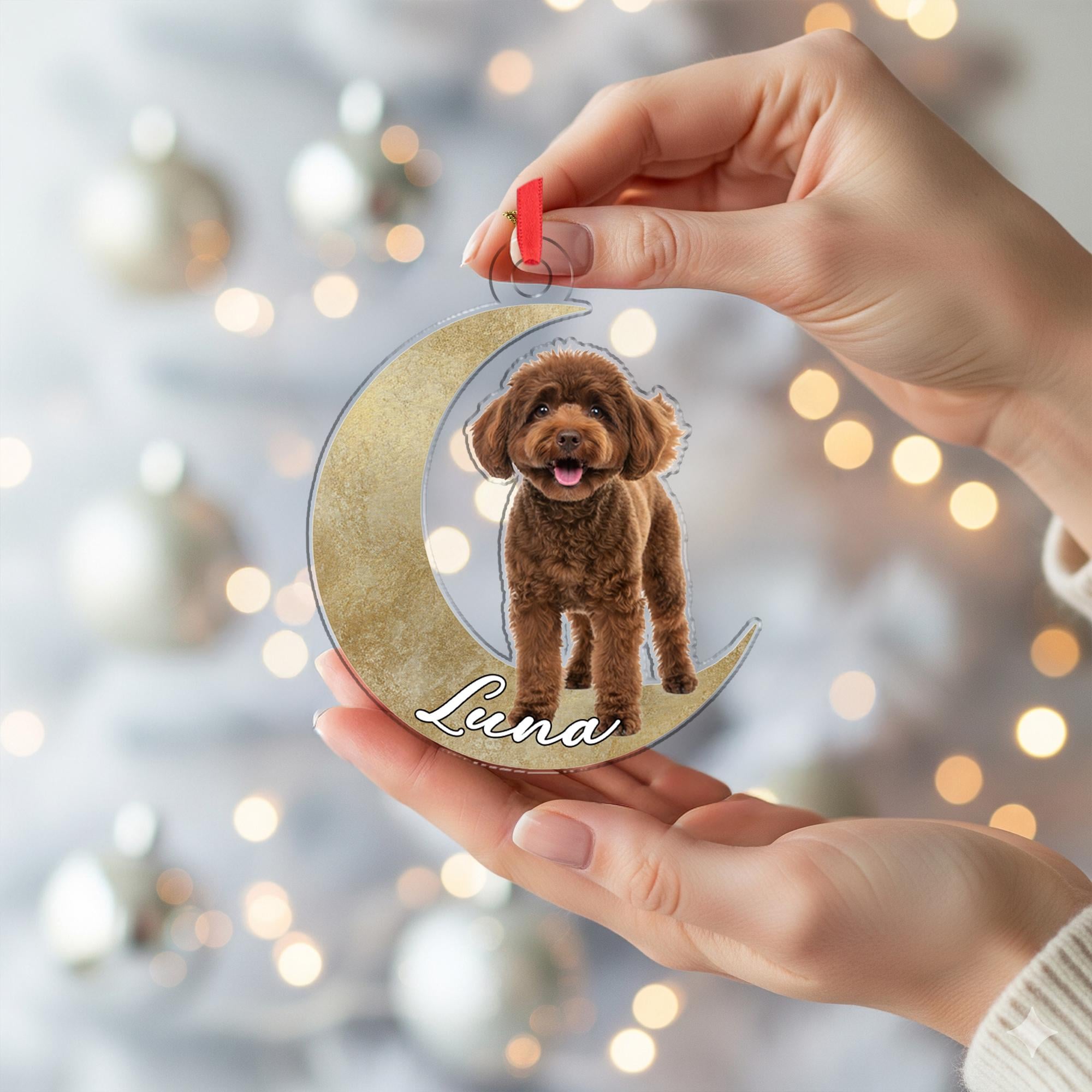 Custom Lunar Ornament — Personalized Moon & Pet Portrait Keepsake