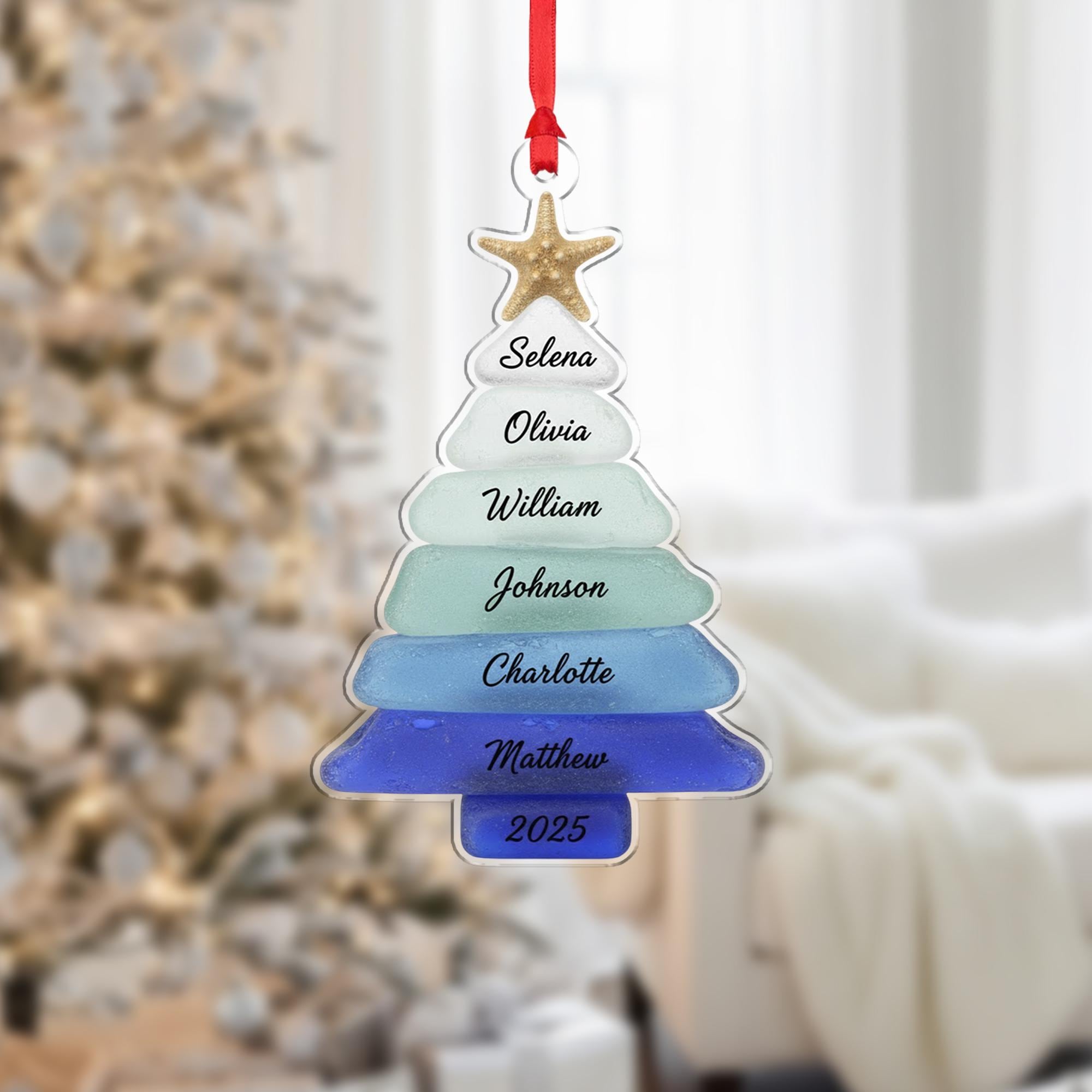 Personalized Acrylic Tree Ornament – Custom Names 2025 Edition
