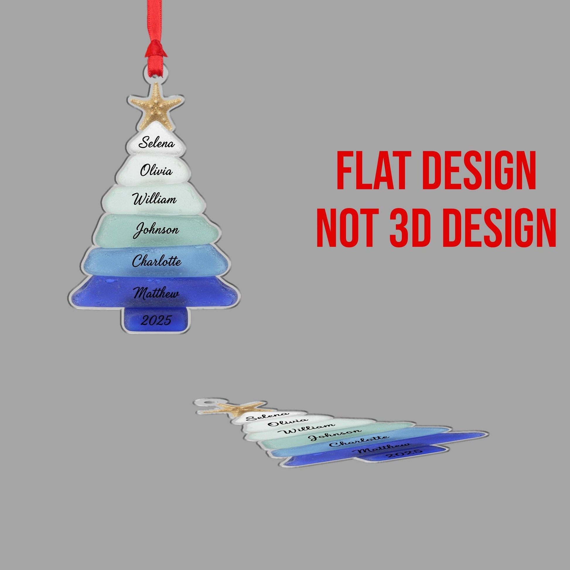 Personalized Acrylic Tree Ornament – Custom Names 2025 Edition