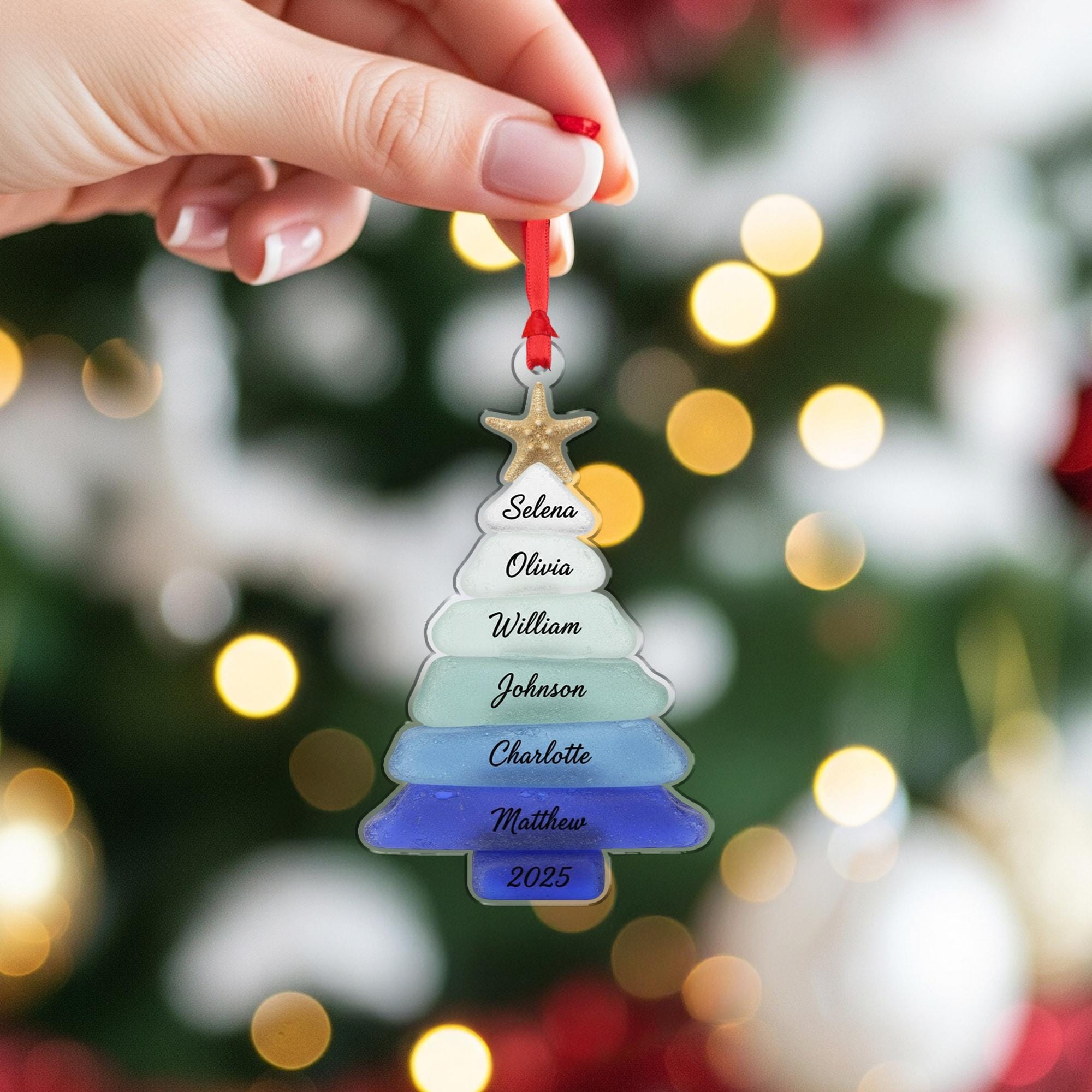 Personalized Acrylic Tree Ornament – Custom Names 2025 Edition