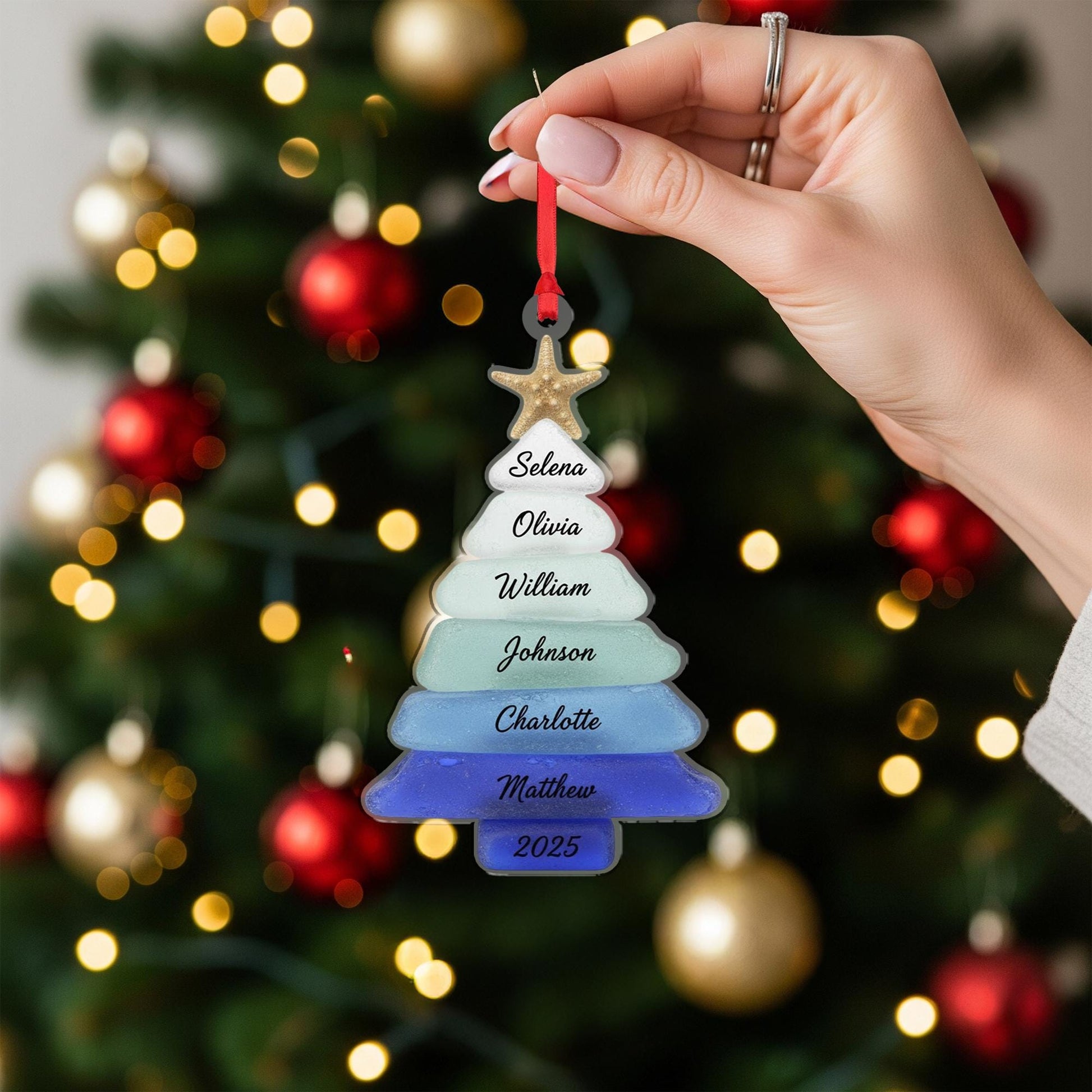 Personalized Acrylic Tree Ornament – Custom Names 2025 Edition