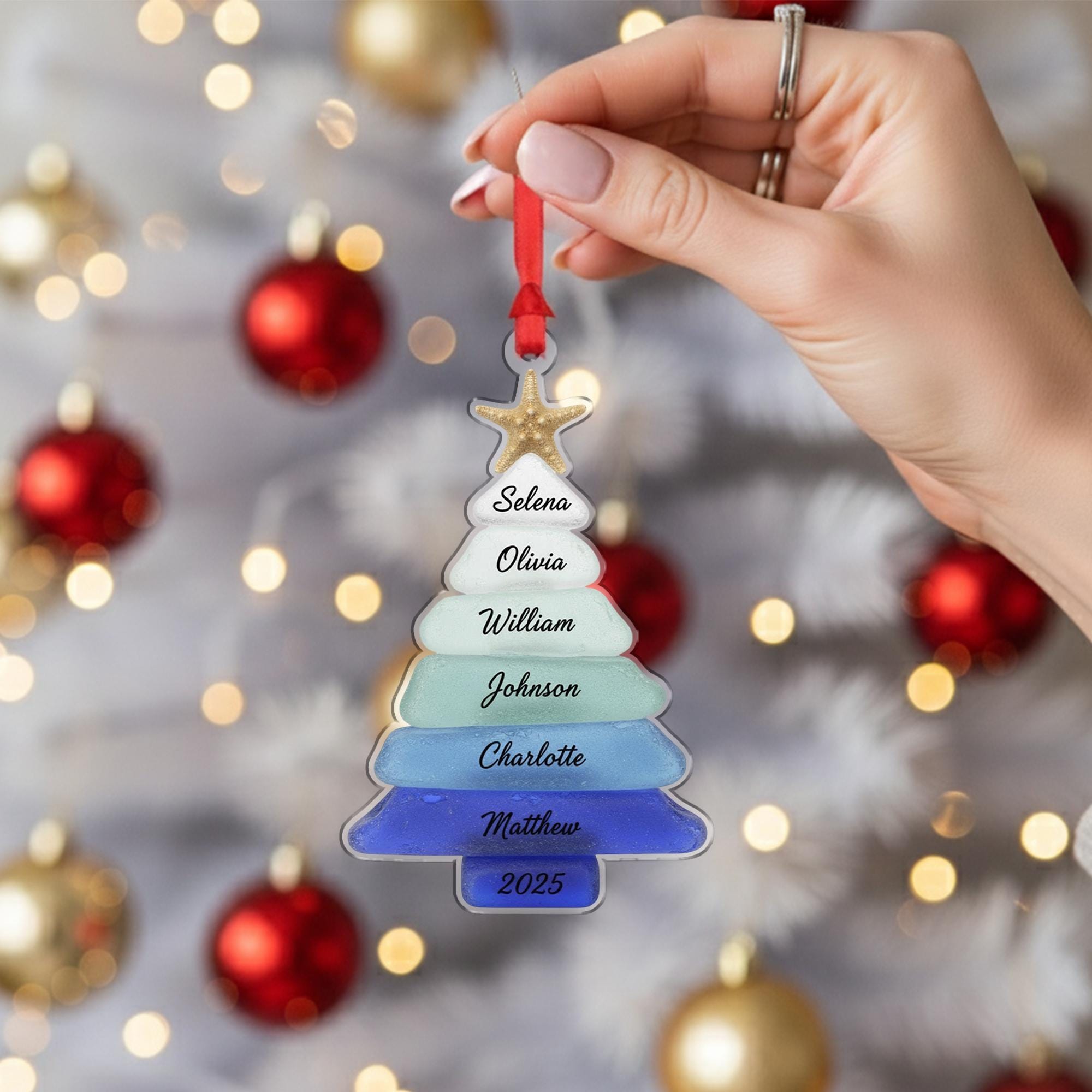 Personalized Acrylic Tree Ornament – Custom Names 2025 Edition