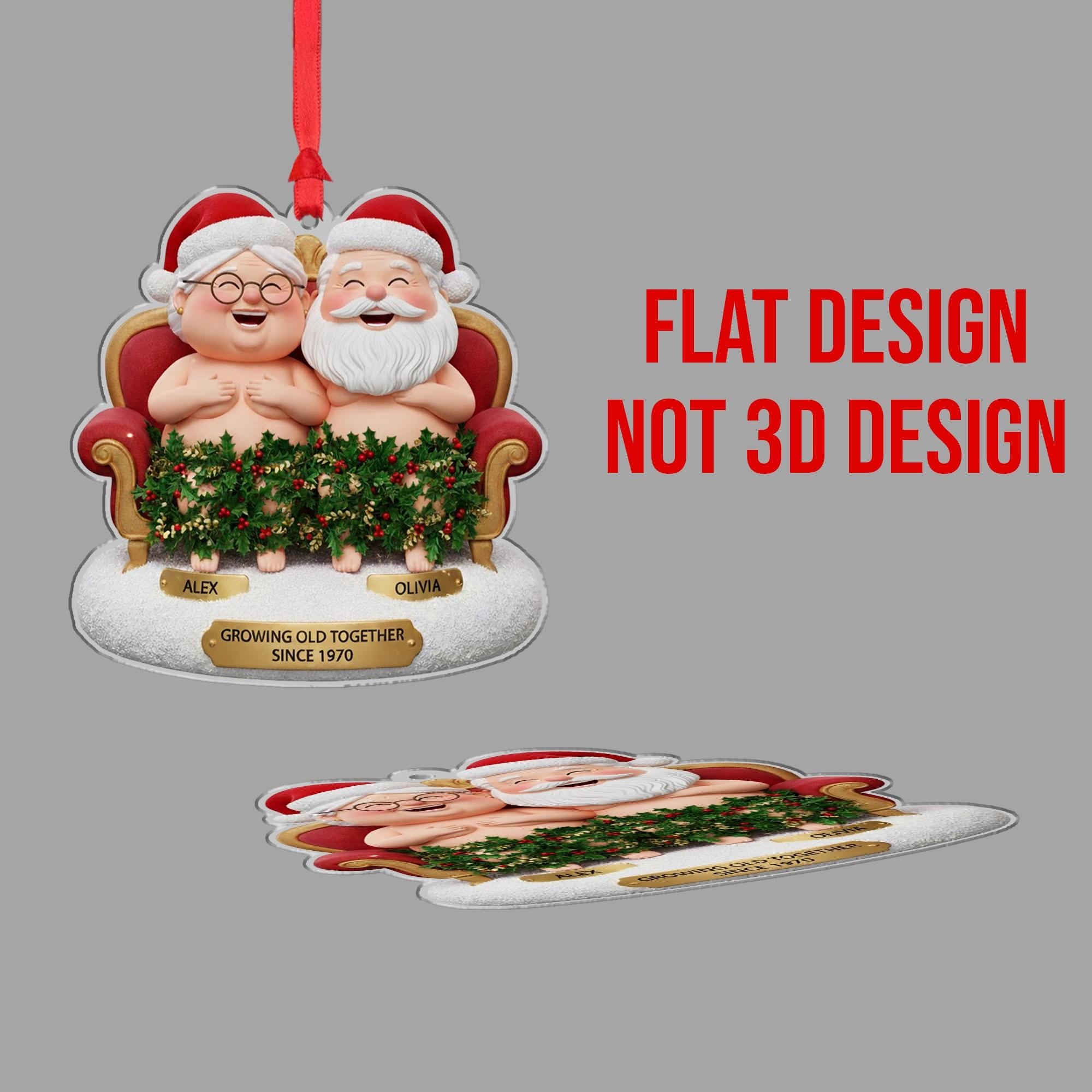 Personalized Acrylic Couple Ornament – Growing Old Together Since 2025