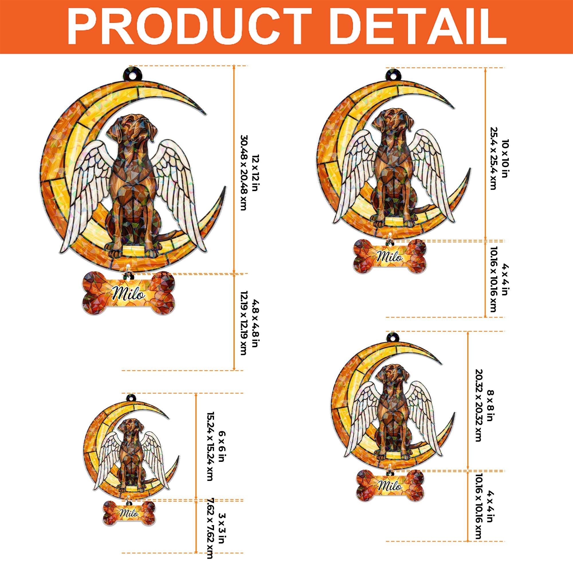 Custom Dog Memorial Hologram Decor | Angel Pet Suncatcher with Name Tag Hanging Piece