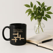 Custom Sibling Name Mug | Brothers and Sisters Crossword Design | Personalized Black Coffee Cup