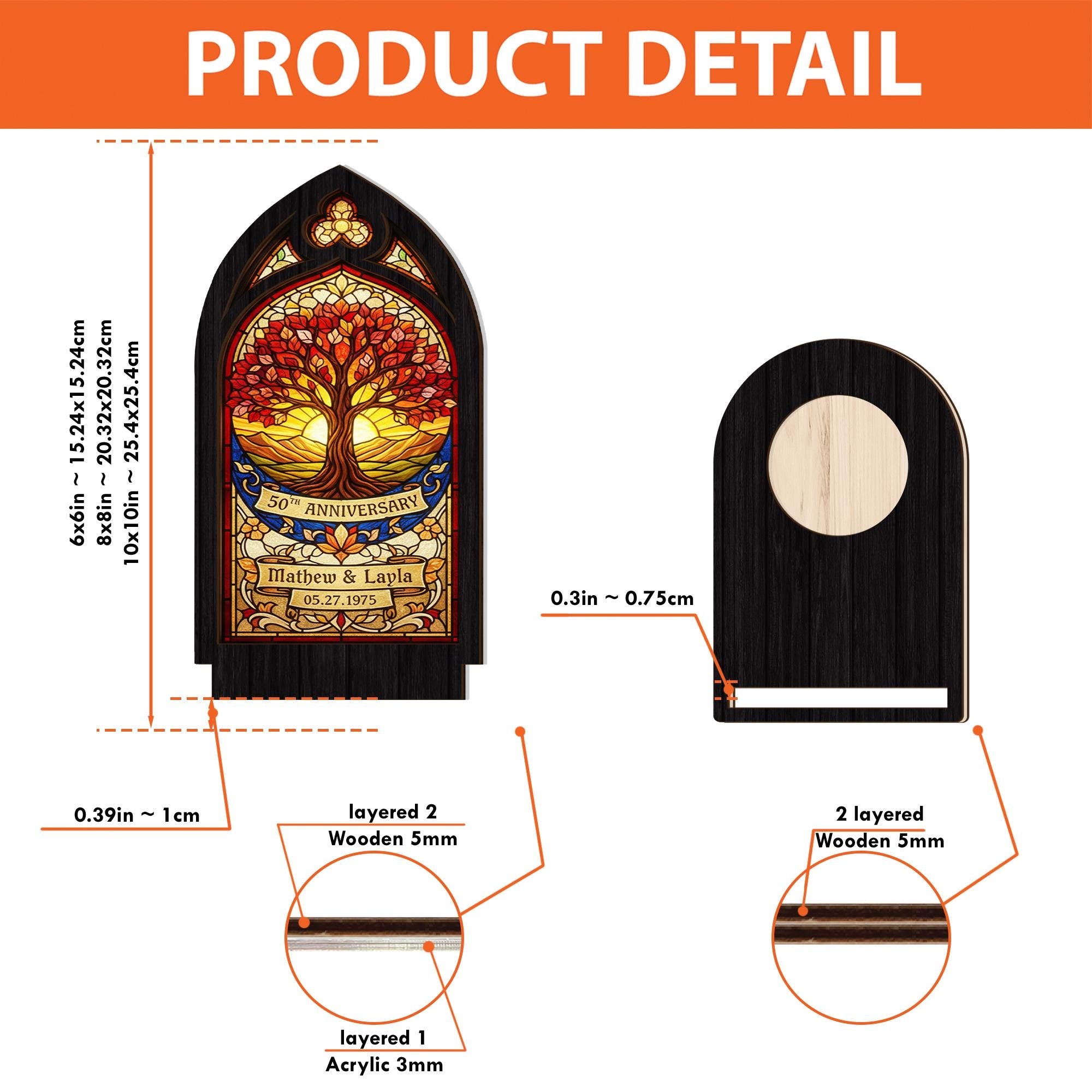 Personalized Anniversary Candle Holder: Stained Glass Tree Design