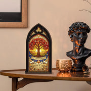 Personalized Anniversary Candle Holder: Stained Glass Tree Design