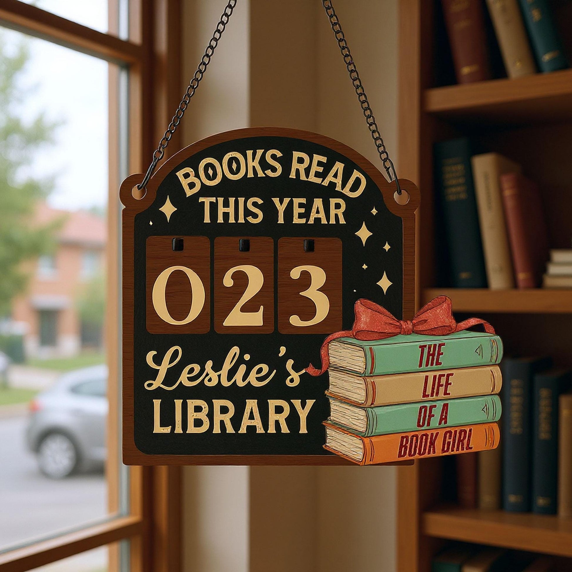 Personalized Books Read Tracker: Engraved Reader Counter, Cozy Bookshelf Decor