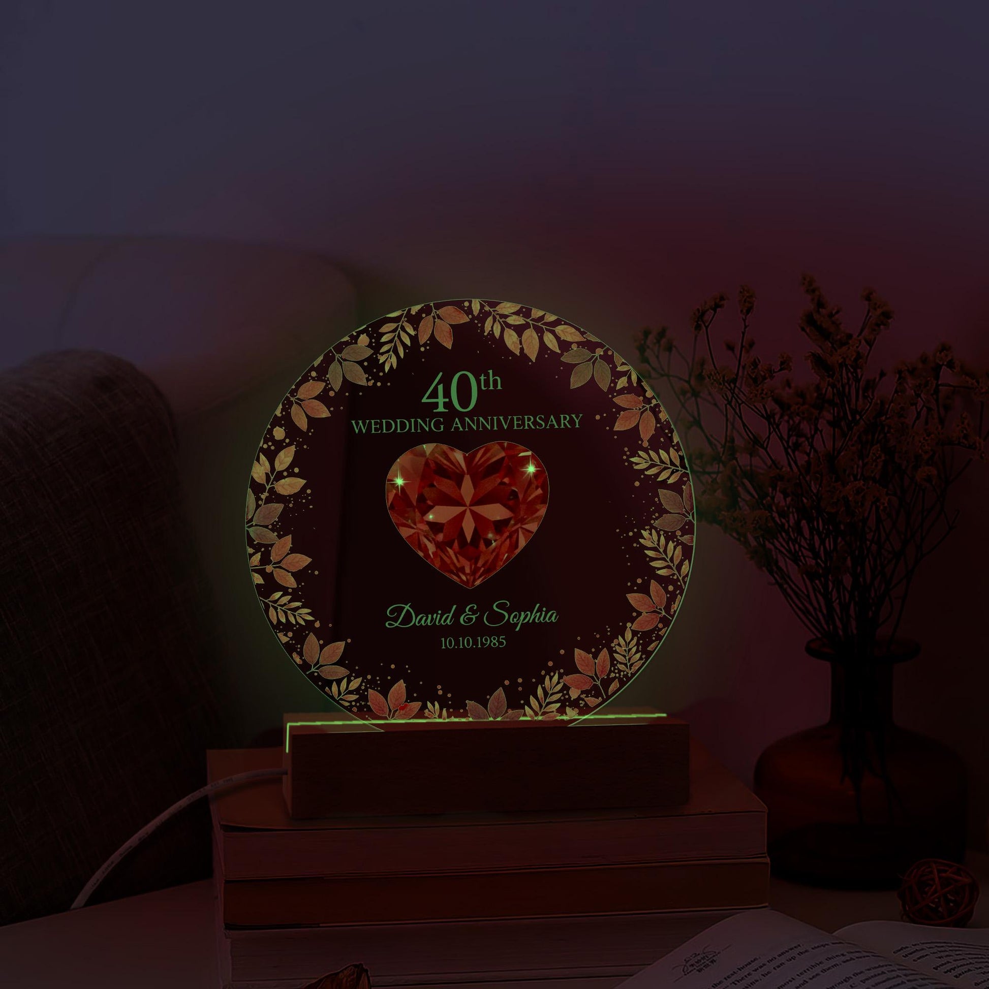 Custom LED Anniversary Night Light - 40th Wedding Anniversary Gift image 5