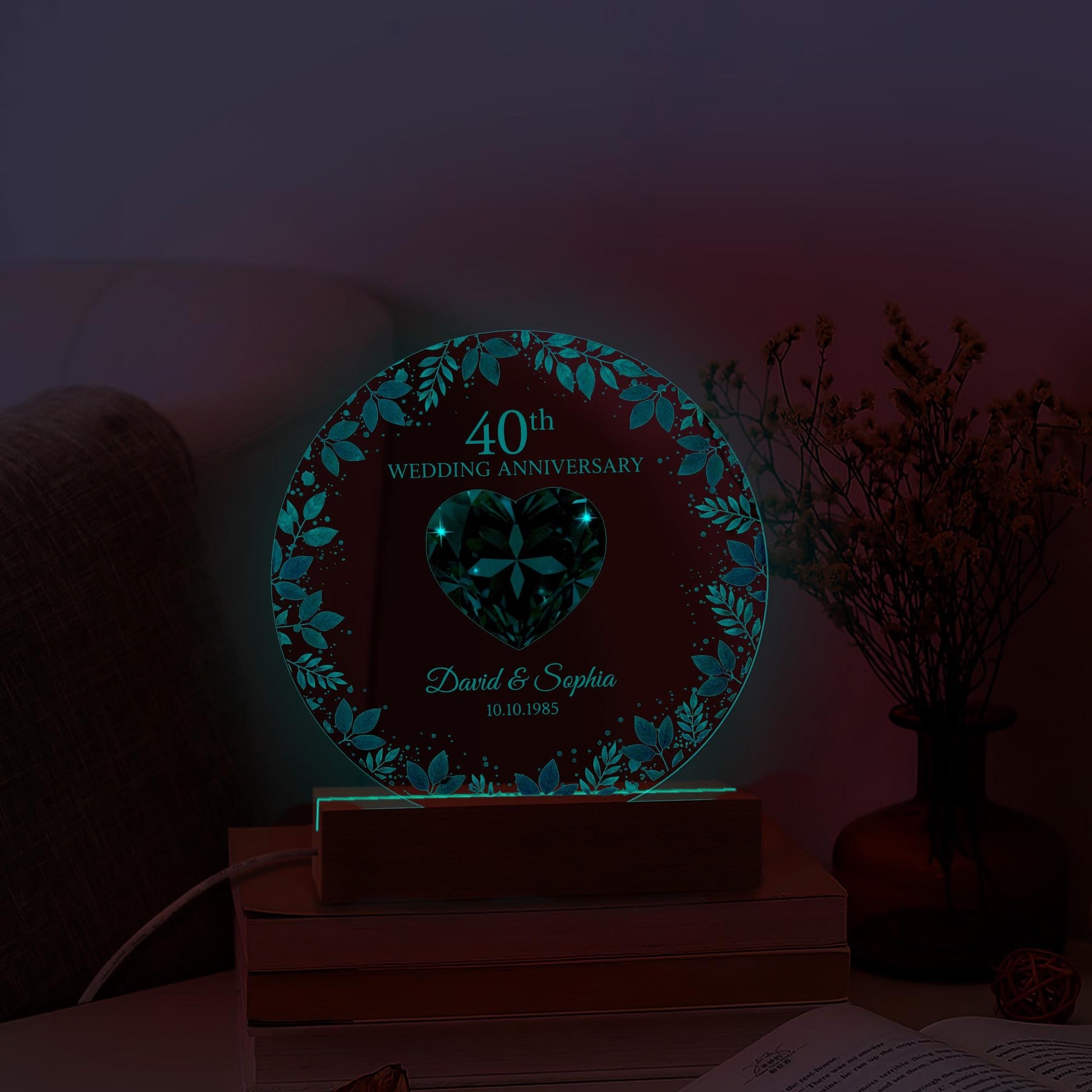 Custom LED Anniversary Night Light - 40th Wedding Anniversary Gift image 6