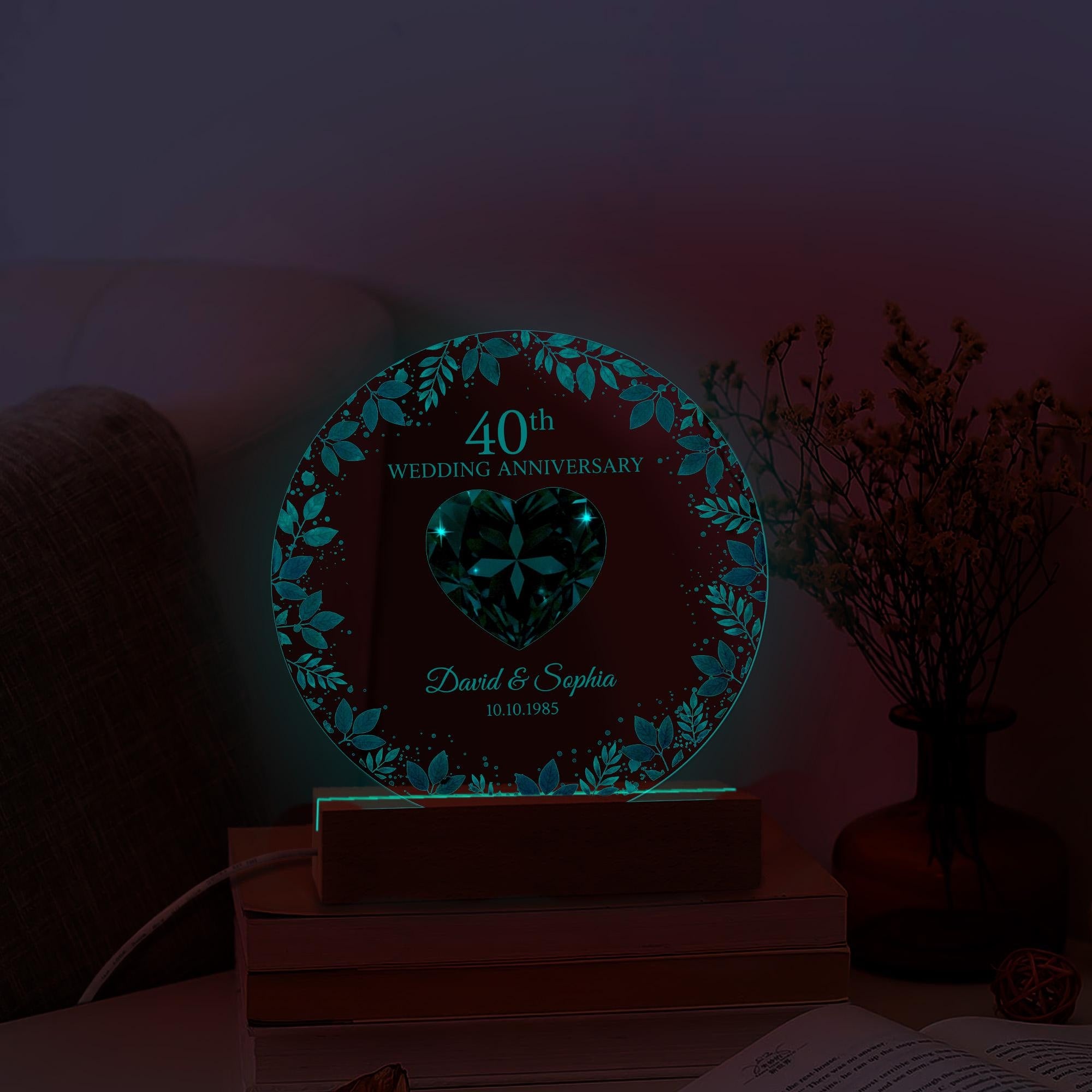 Custom LED Anniversary Night Light - 40th Wedding Anniversary Gift image 6