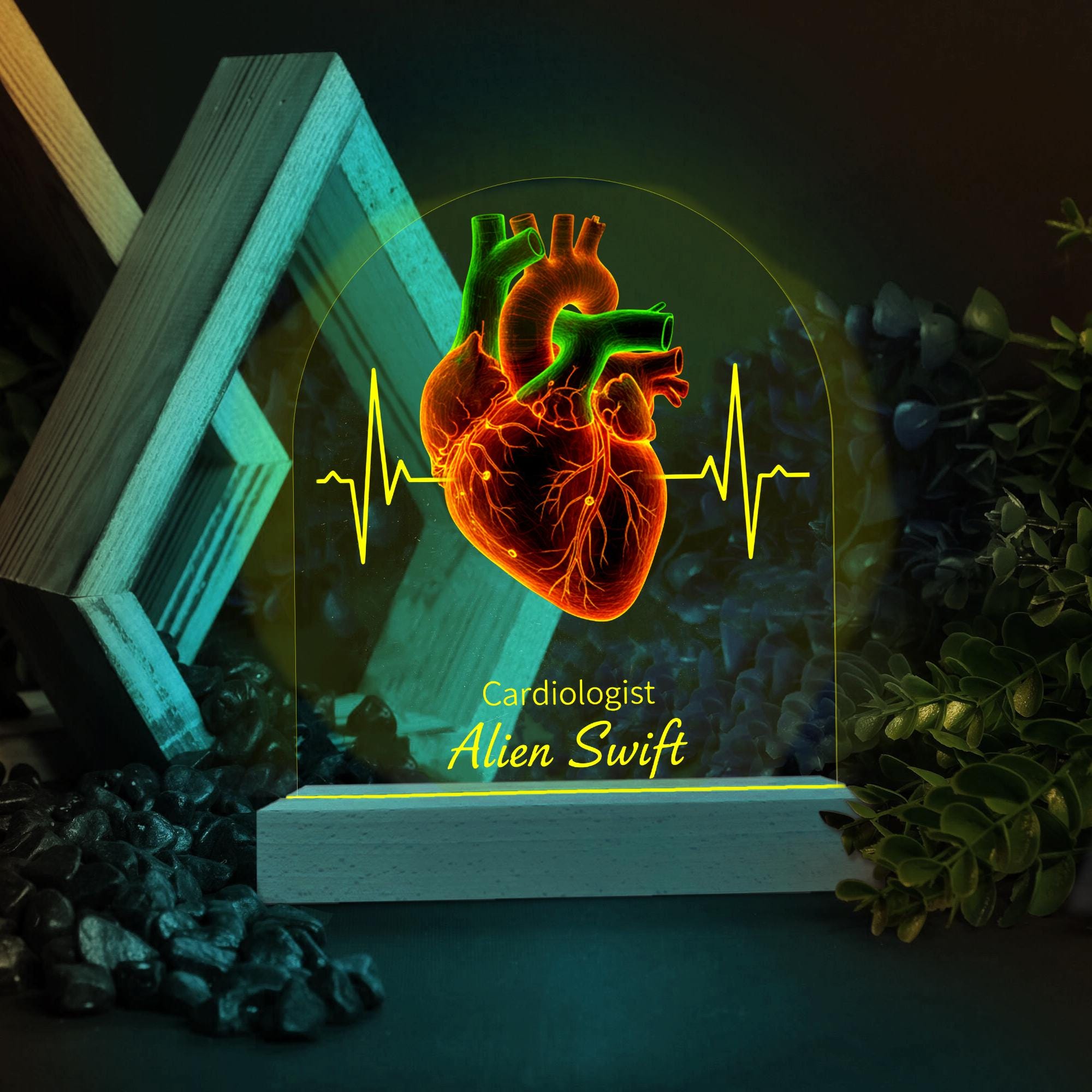 Personalized Cardiologist Heart Night Light - Medical Professional Gift image 2