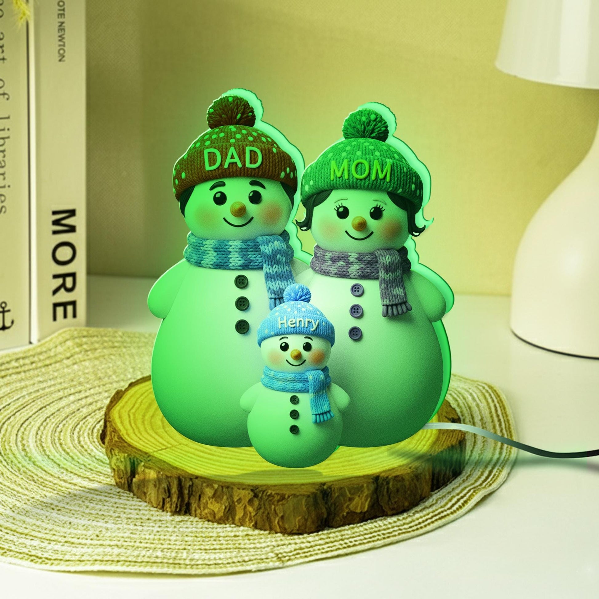 Custom Snowman Family LED Light Box : Personalized Names Winter Lamp image 4