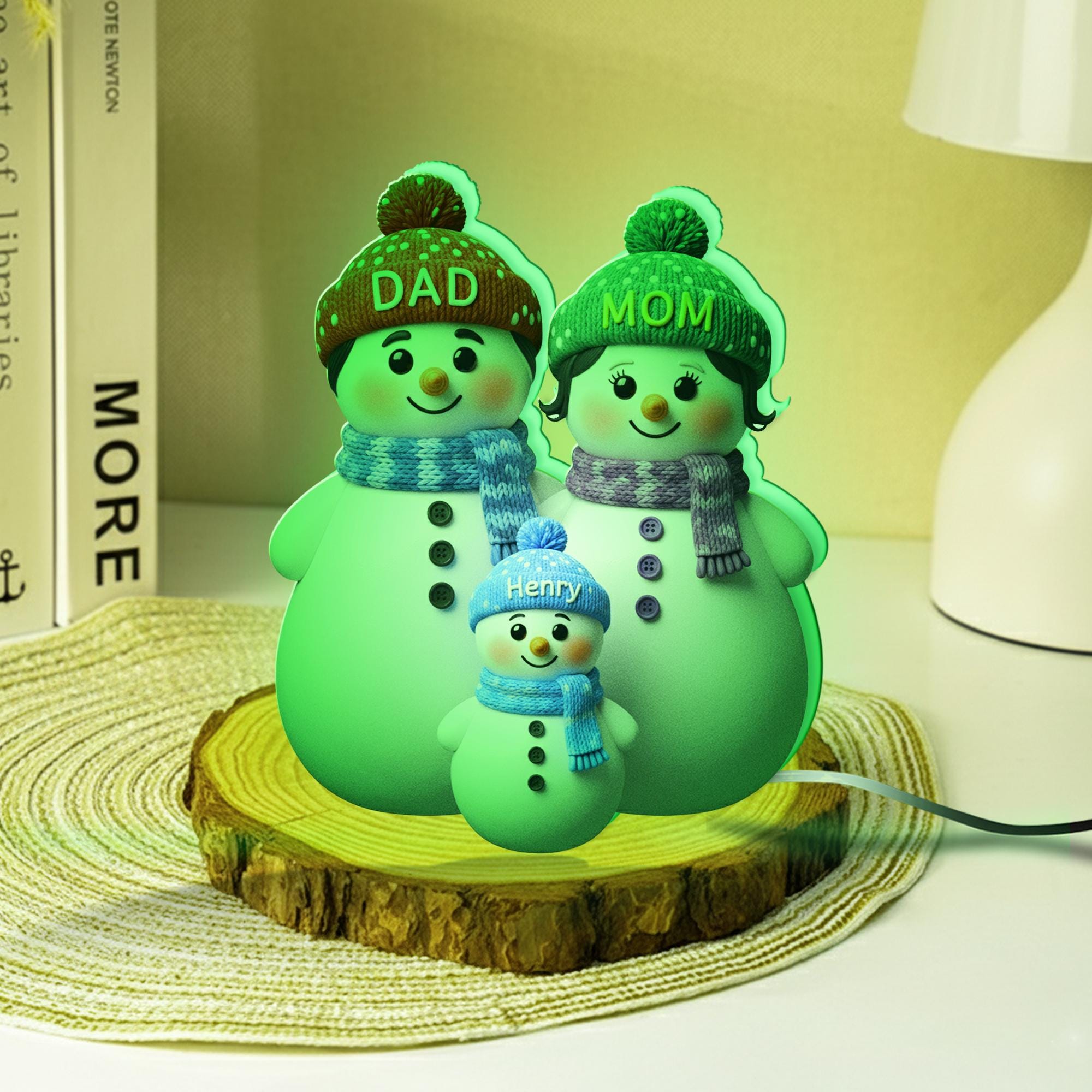 Custom Snowman Family LED Light Box : Personalized Names Winter Lamp image 4