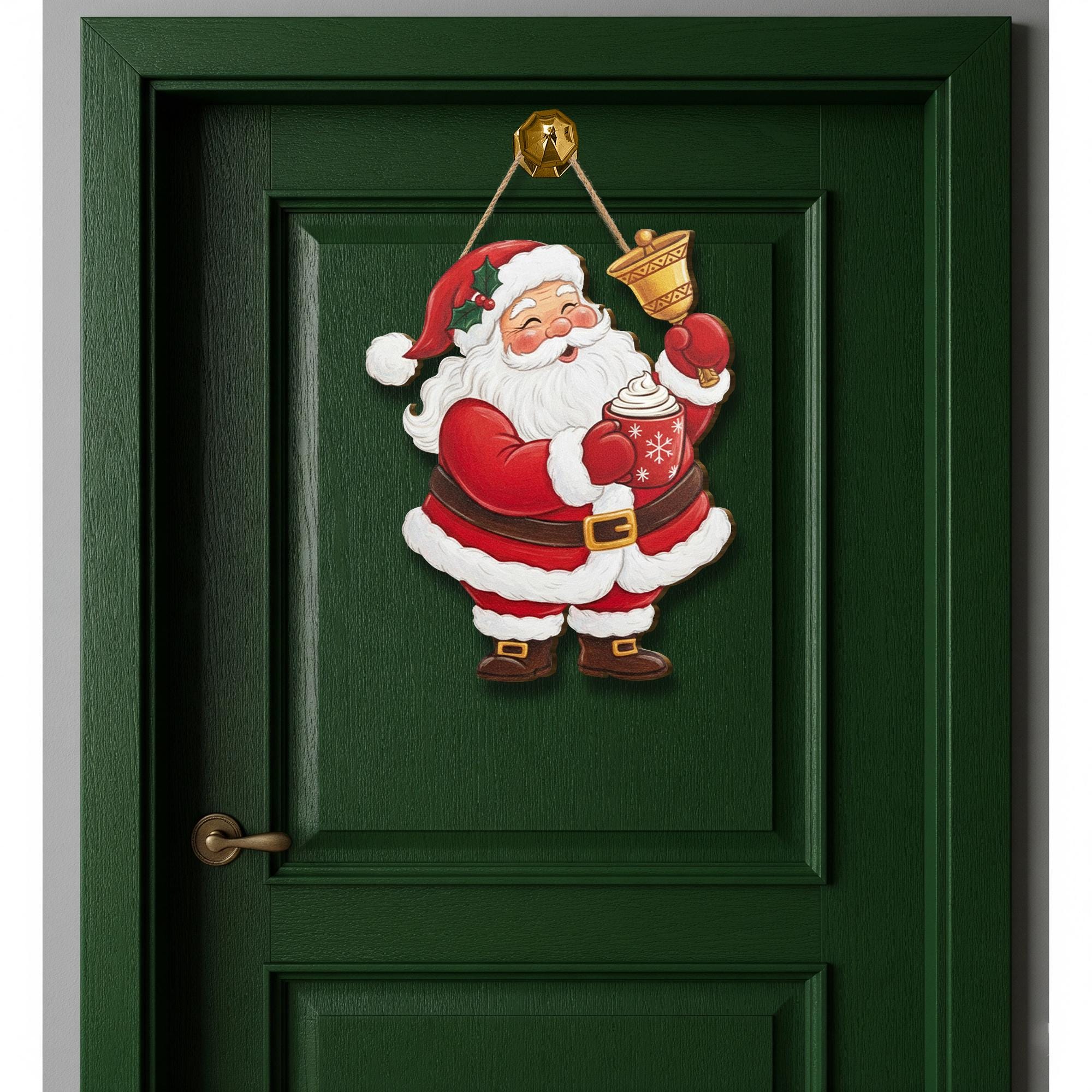 Wooden Santa Door Sign – Christmas Wall Hanging, Holiday Entryway Decoration, Festive Santa Design image 6