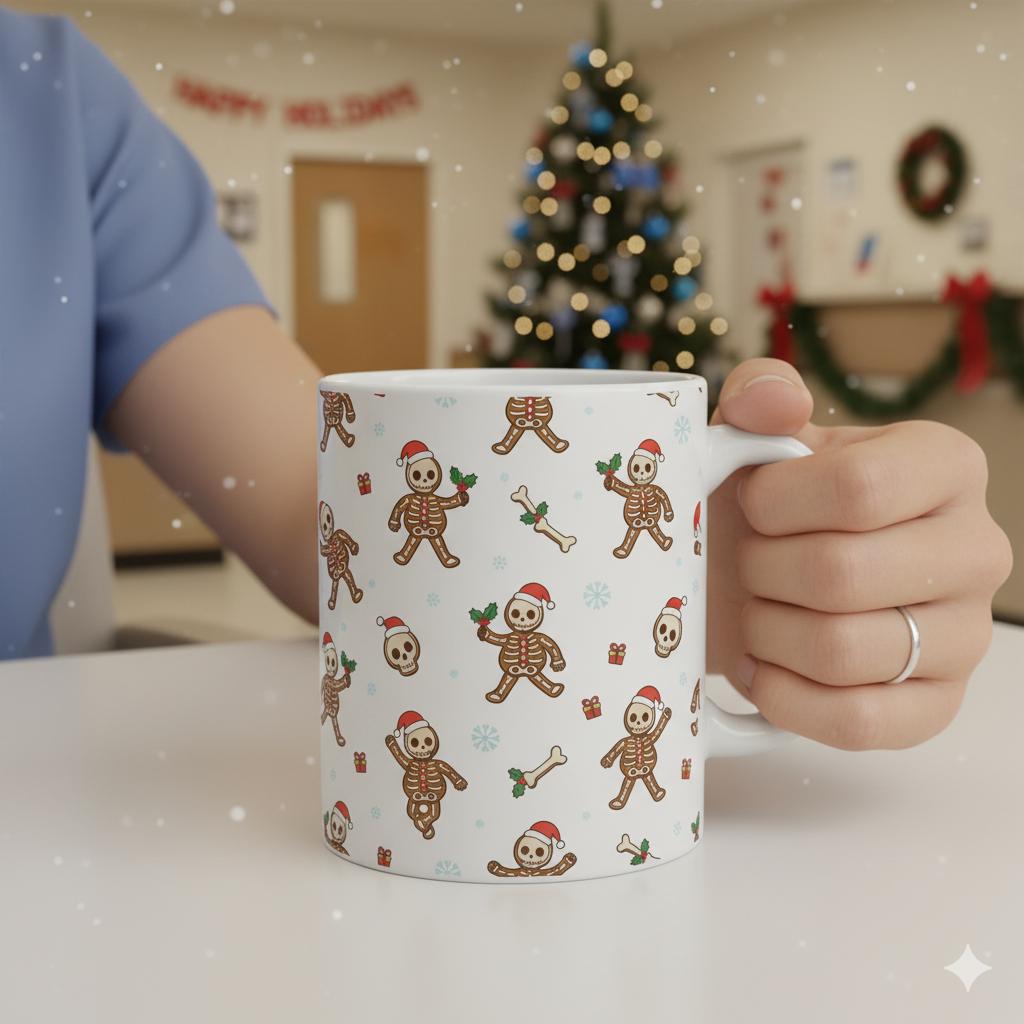 Christmas X-Ray Gingerbread Ceramic Mug with Skeleton Cookie image 5