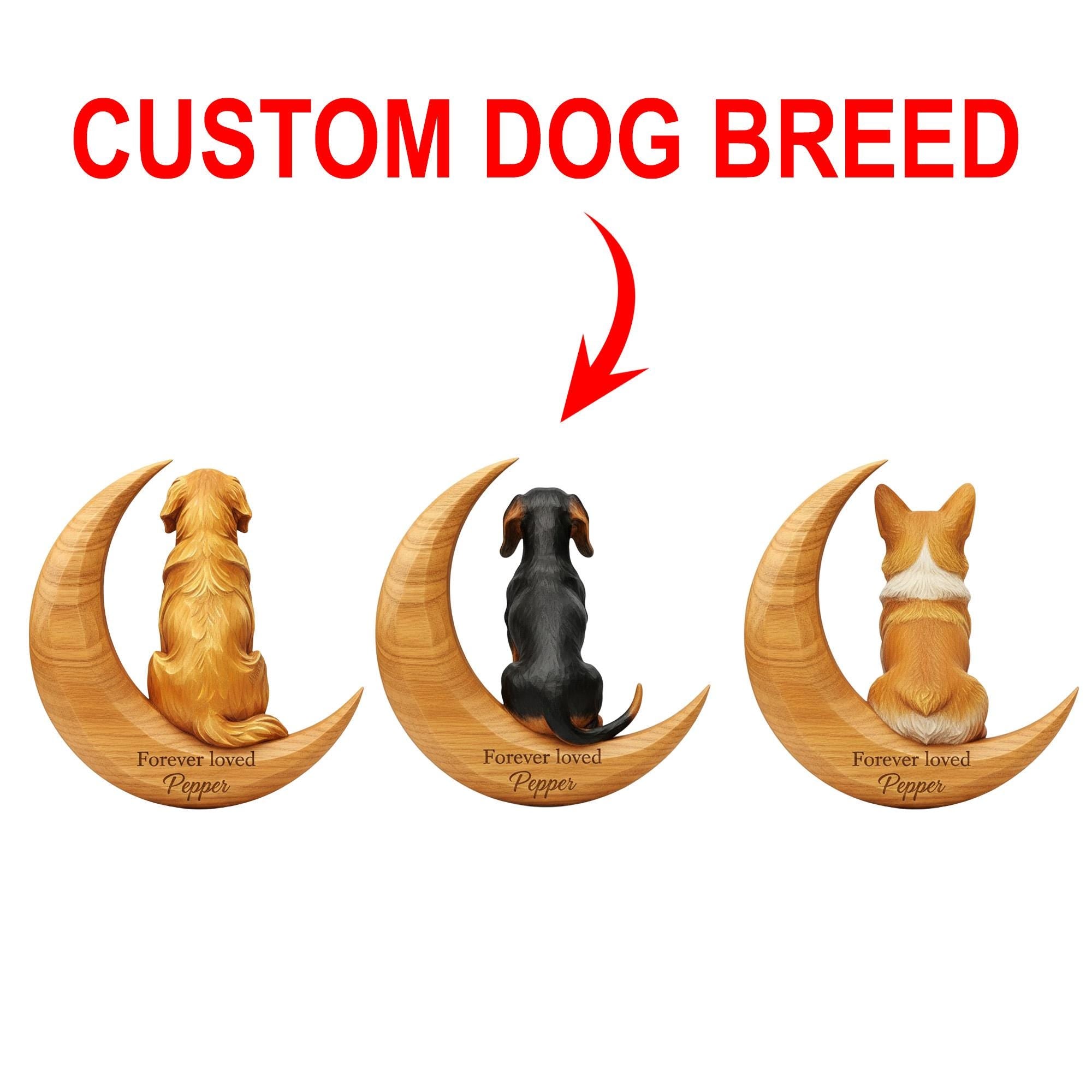 Personalised Wooden Dog Memorial Ornament Moon Hanging image 9
