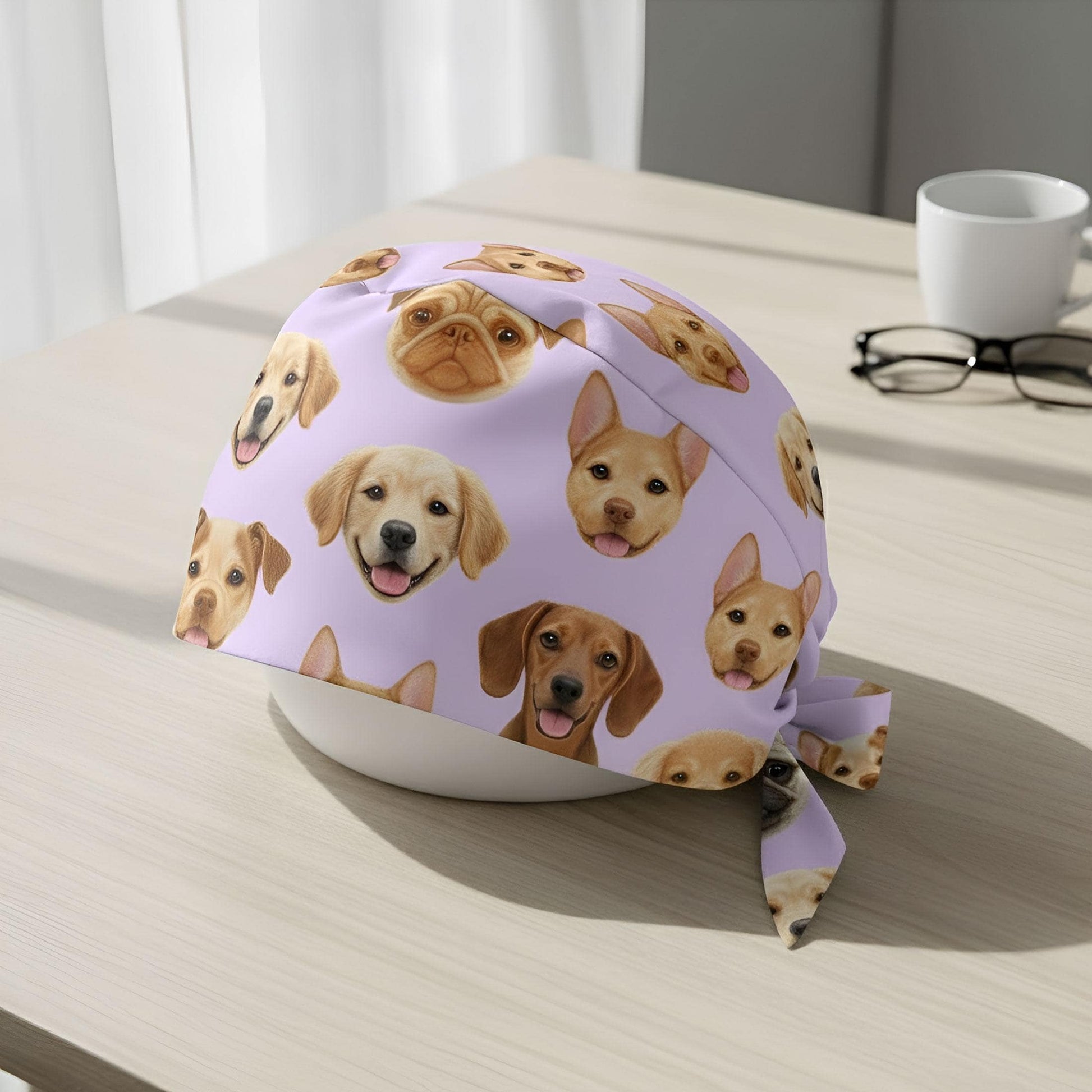 Custom Dog Face Scrub Cap: Personalized Tie Back Surgical Hat image 2
