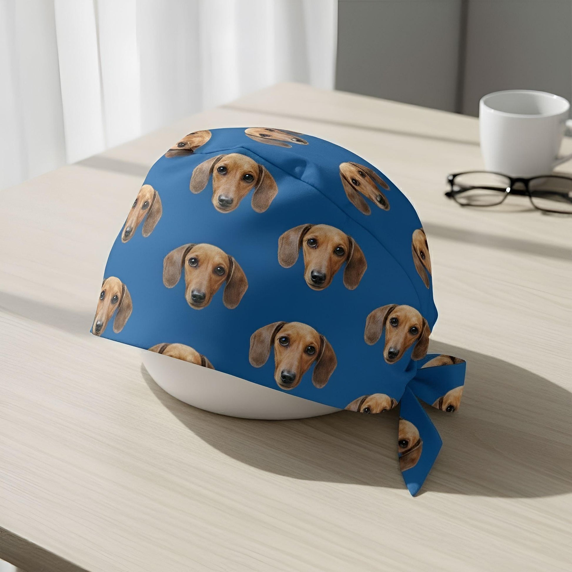 Custom Dog Face Scrub Cap: Personalized Tie Back Surgical Hat image 4