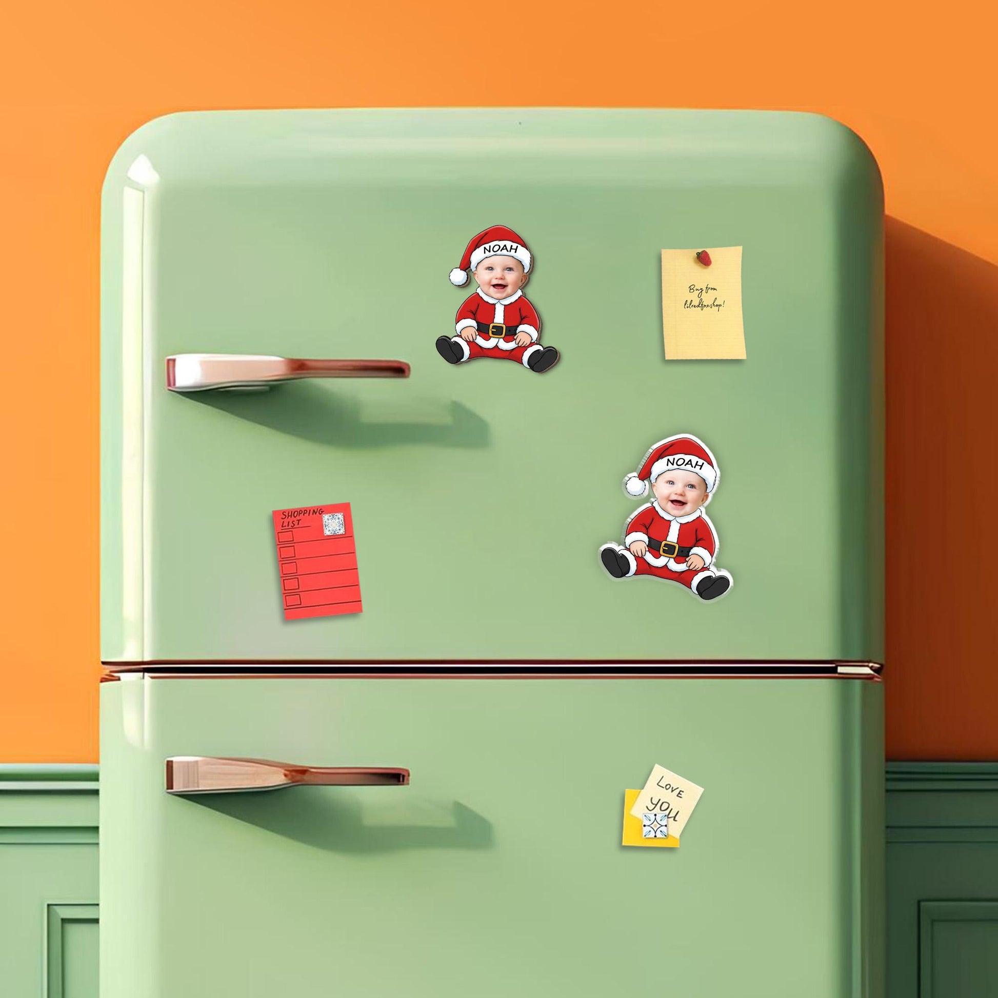 Custom Santa Baby Photo Magnet - Christmas Fridge Decor Gift image 2