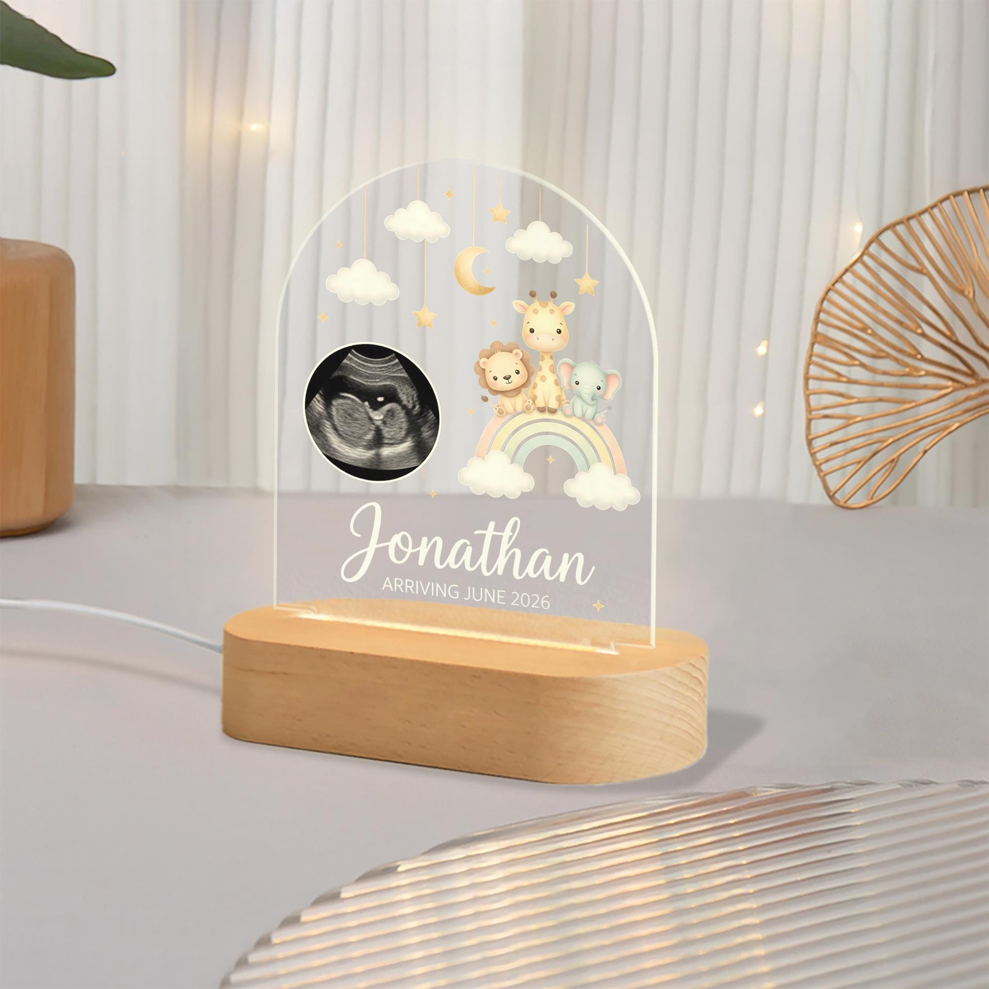Custom Baby Announcement Lamp - Ultrasound Night Light, Personalized Nursery Decor image 5