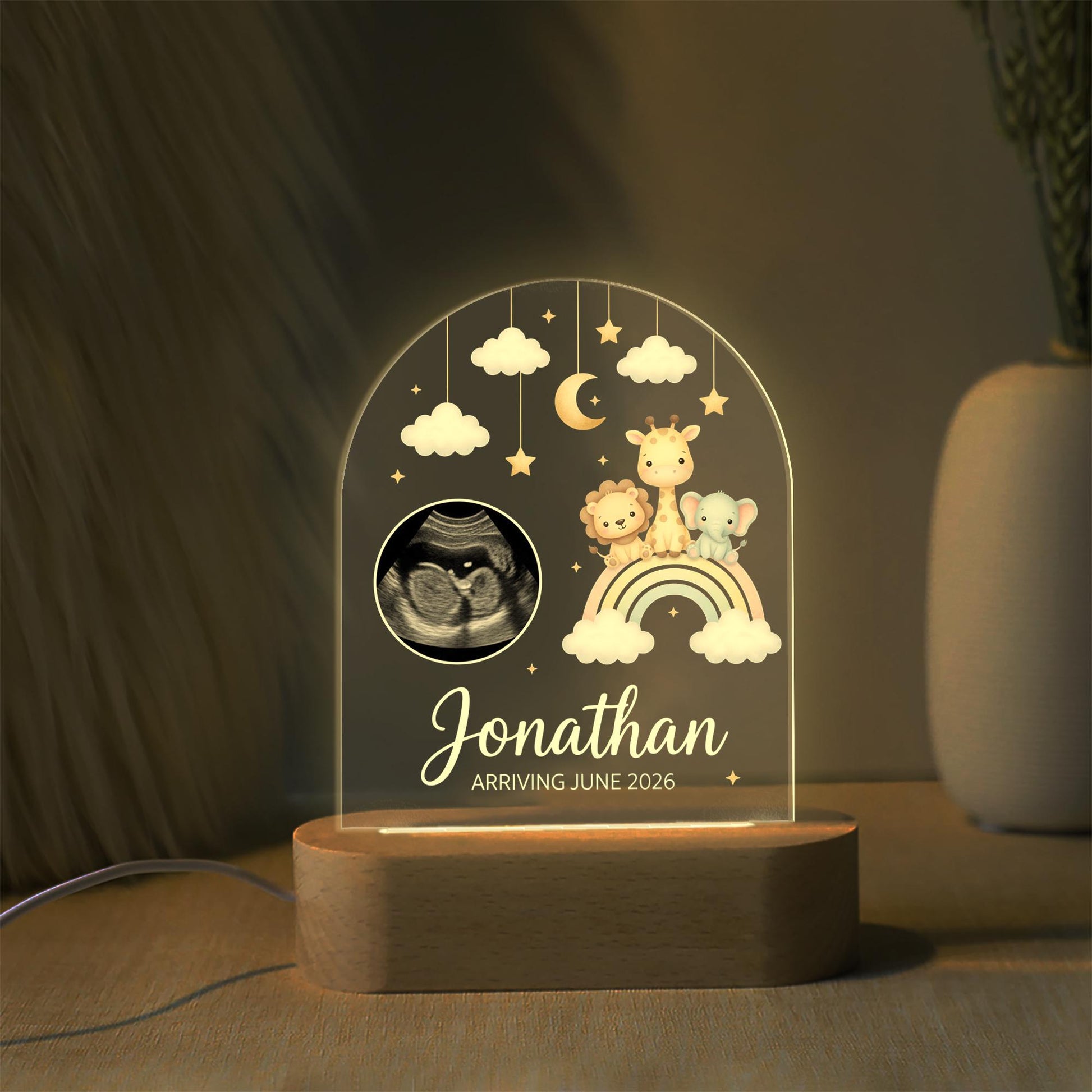Custom Baby Announcement Lamp - Ultrasound Night Light, Personalized Nursery Decor image 1