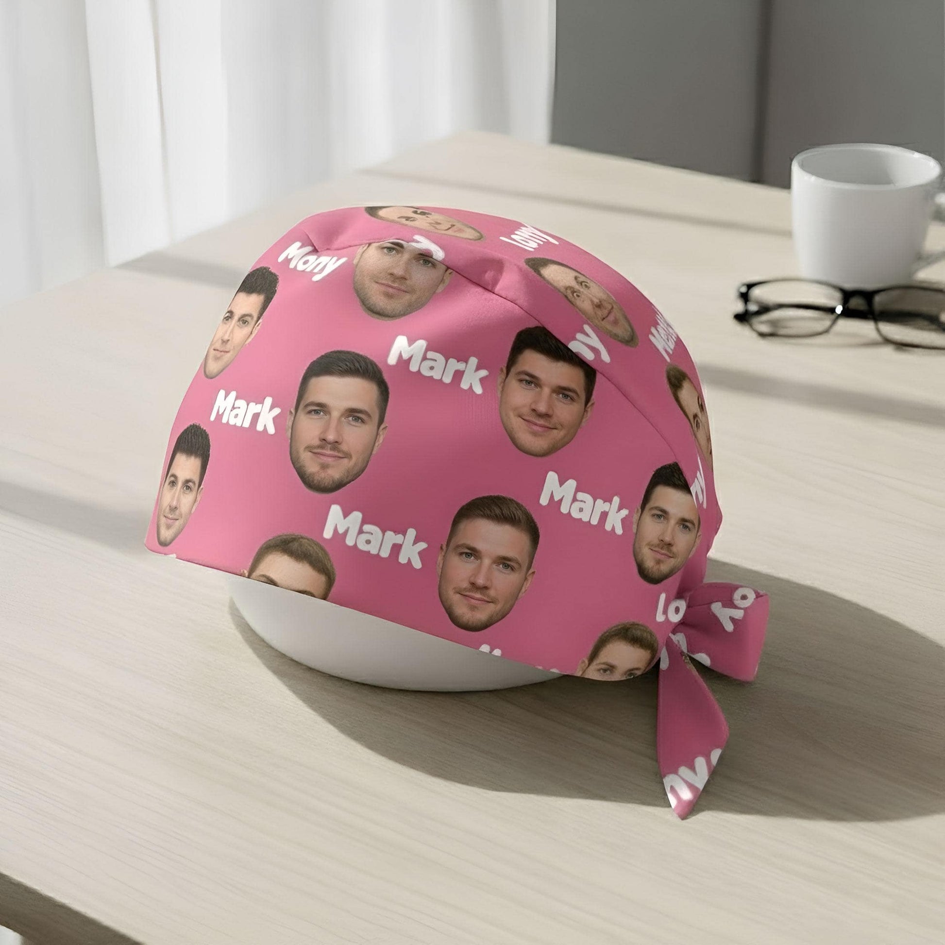 Custom Face Scrub Cap: Personalized Photo Tie Back Work Hat image 4