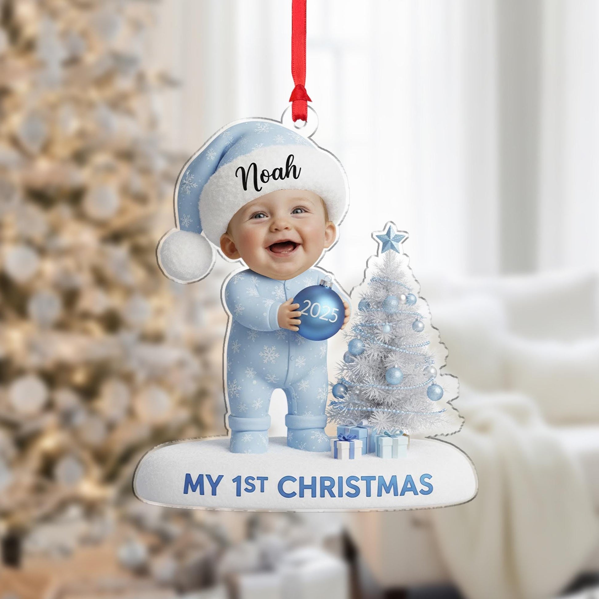 Custom Baby’s First Christmas Ornament - Personalized Holiday Photo Keepsake image 1