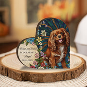 Personalized Pet Memorial: Custom Photo Floral Wooden Heart