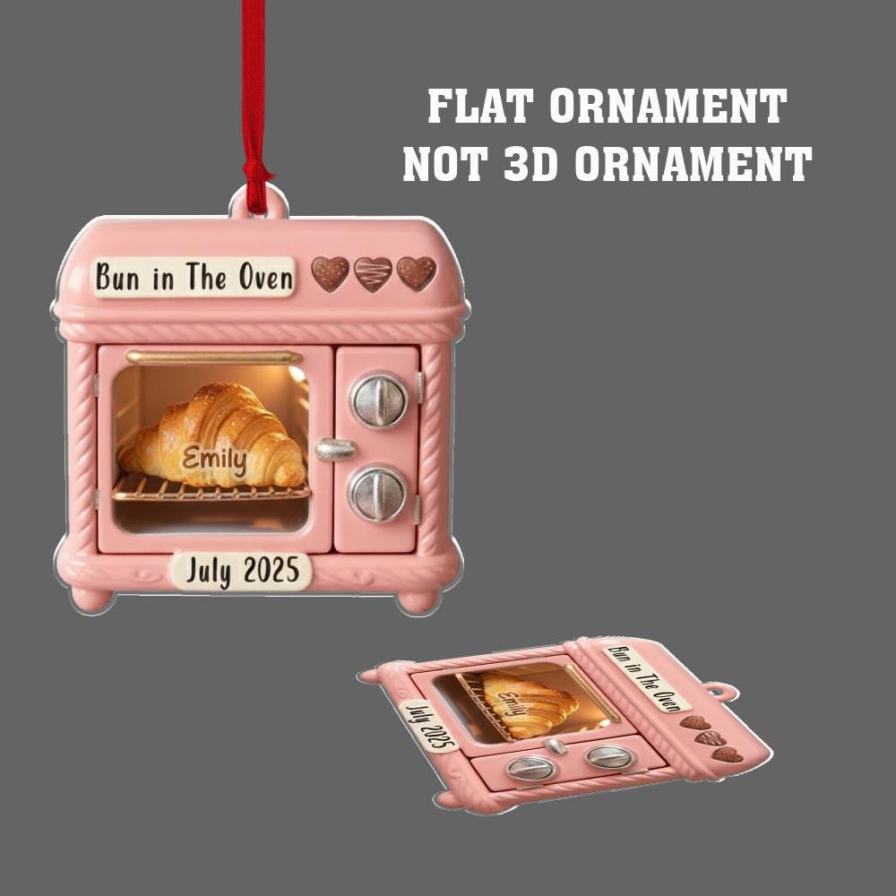 Personalized Pregnancy Announcement Ornament – Bun in The Oven Custom Baby Reveal Keepsake image 3