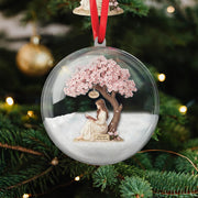 Cherry Blossom Book Lover Ornament – Personalized Girl Reading Ball Christmas Decoration image 1
