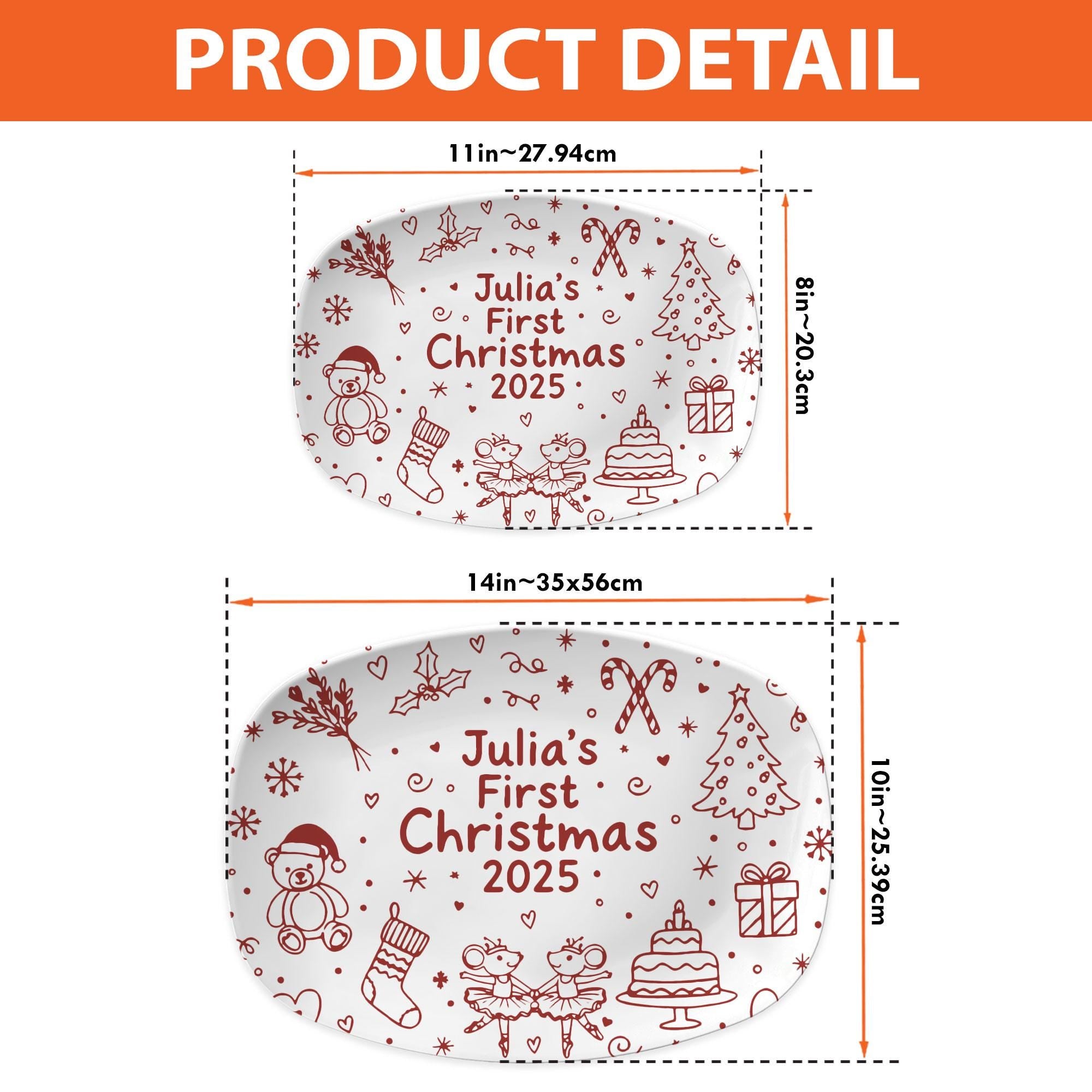 Baby’s First Christmas Platter: Personalized Plastic Keepsake Plate with Name, Birth Details & Holiday Icons image 7