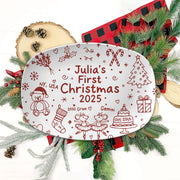 Baby’s First Christmas Platter: Personalized Plastic Keepsake Plate with Name, Birth Details & Holiday Icons image 1