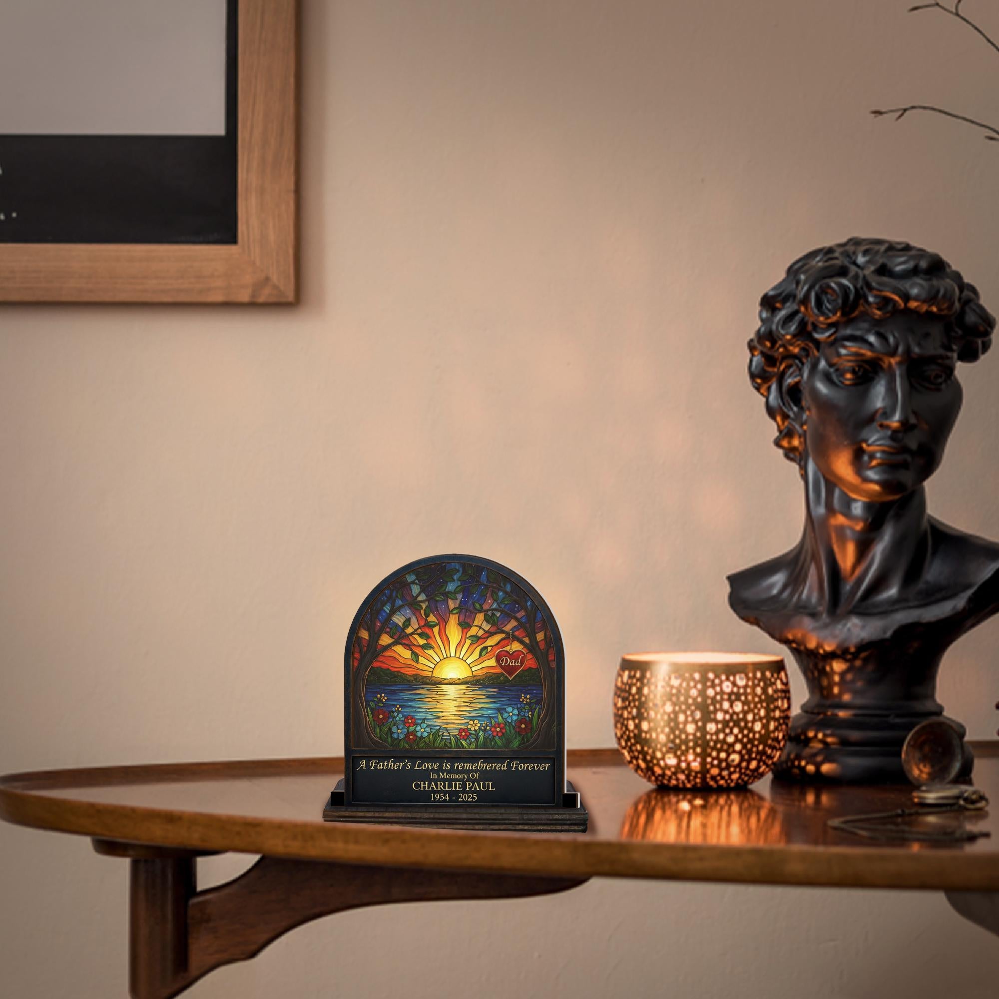 Personalized Memorial Candle Holder - Custom A Father's Love Tribute Gift image 1