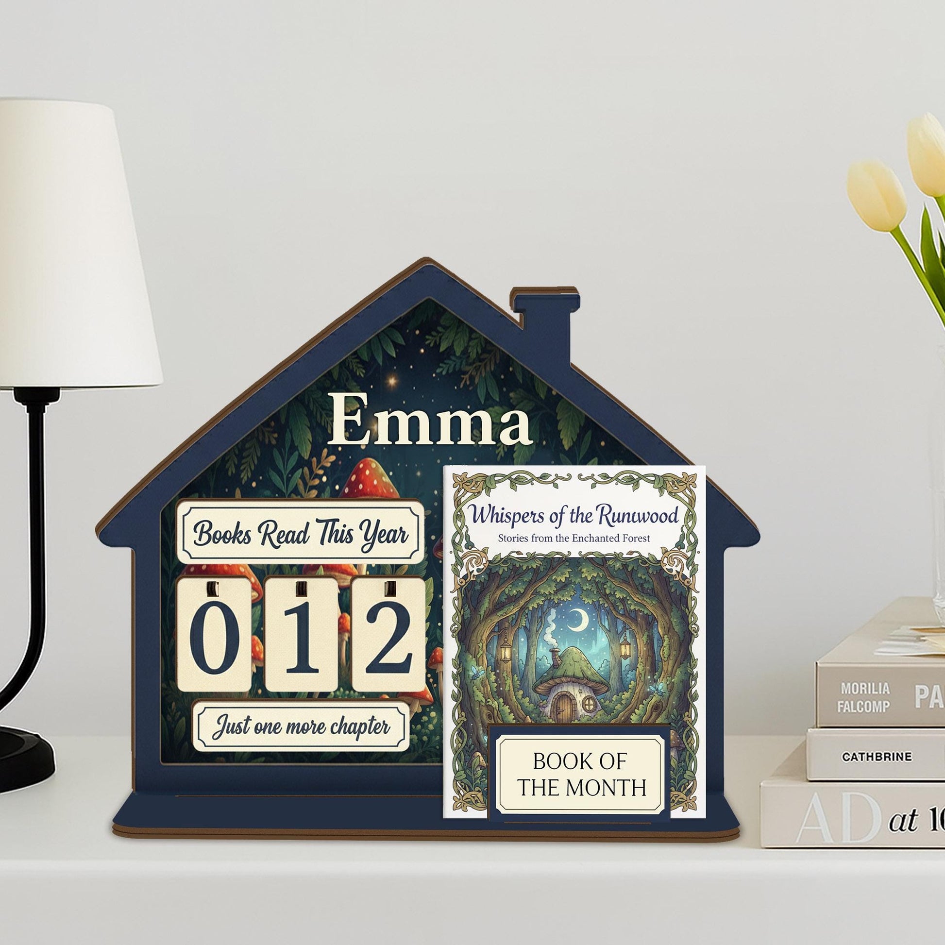 Custom Wooden Book Tracker Holder – Personalized Reading Log, Bookshelf Decor image 1