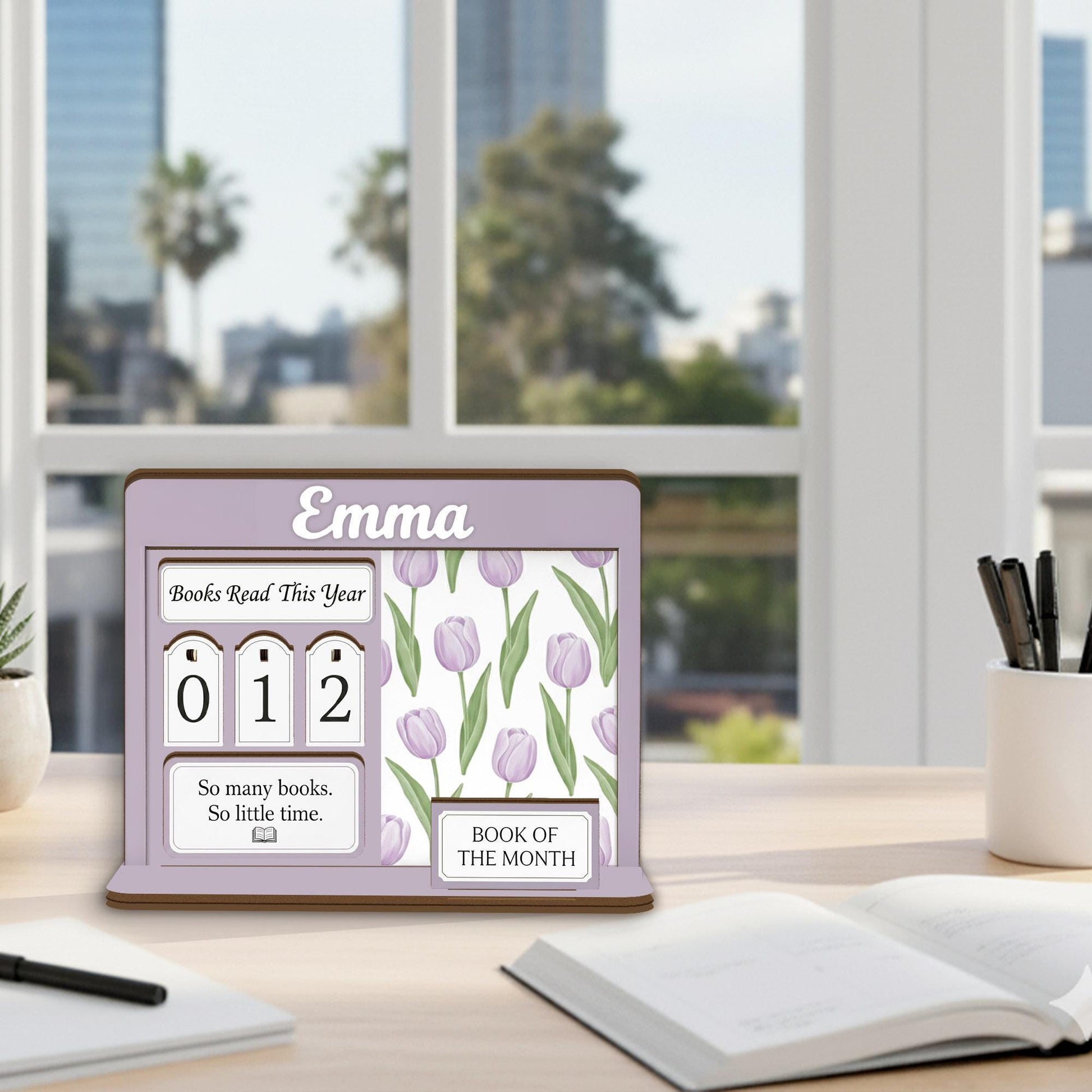 Custom Floral Book Tracker Holder - Personalized Reading Log, Book Club Decor for Reader image 6