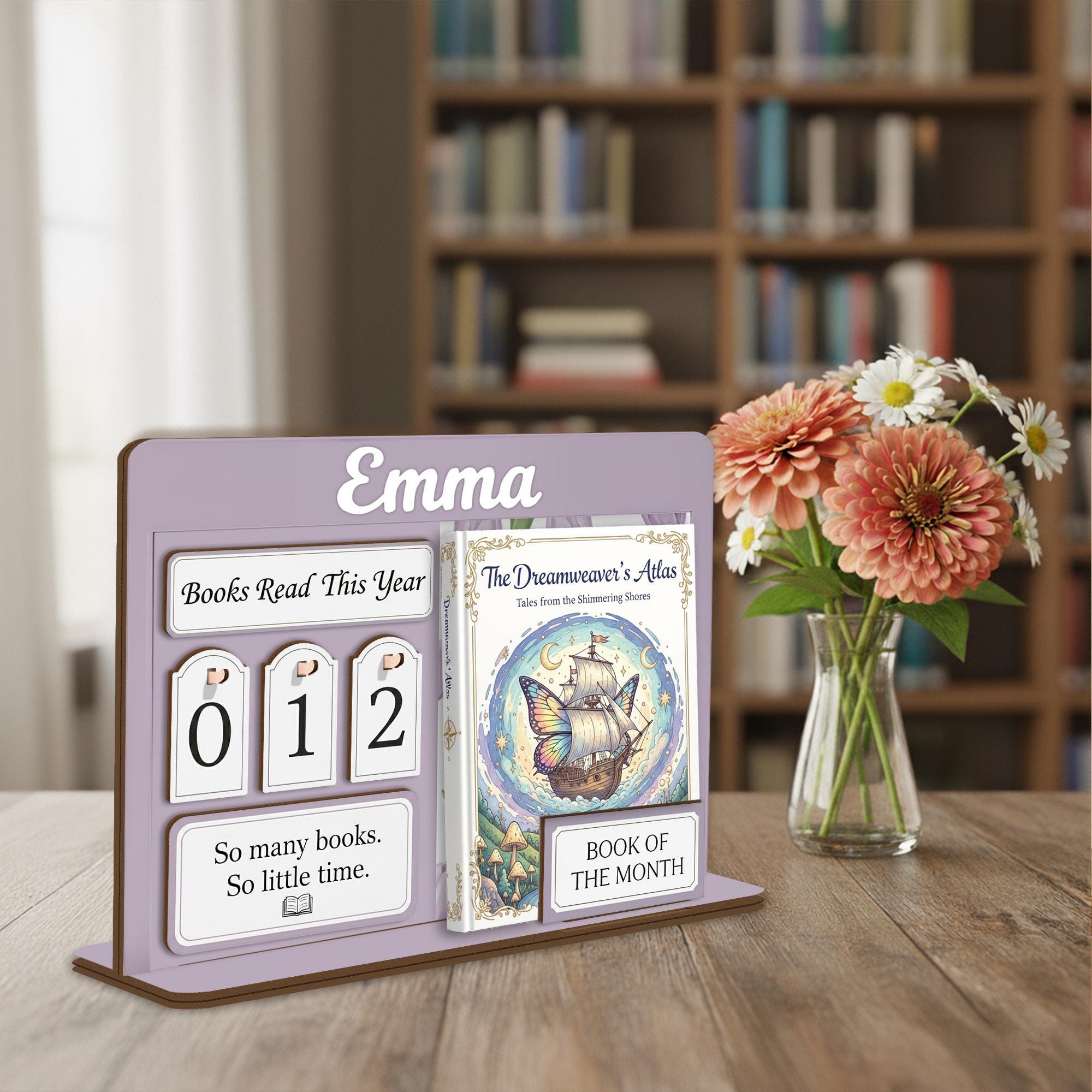 Custom Floral Book Tracker Holder - Personalized Reading Log, Book Club Decor for Reader image 5