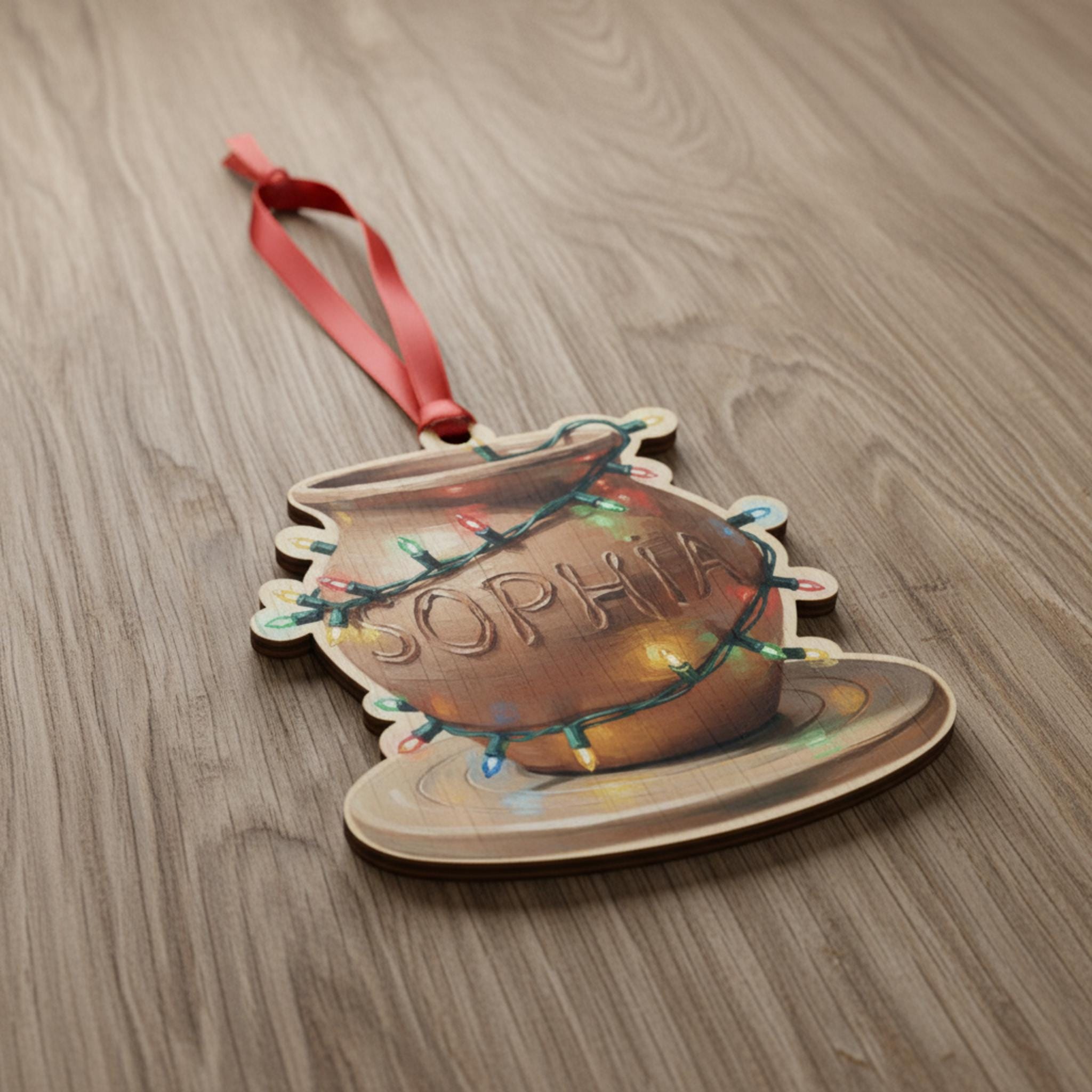 Custom Pottery Wheel Ornament: Personalized Clay Pot Christmas Decoration with Name image 4