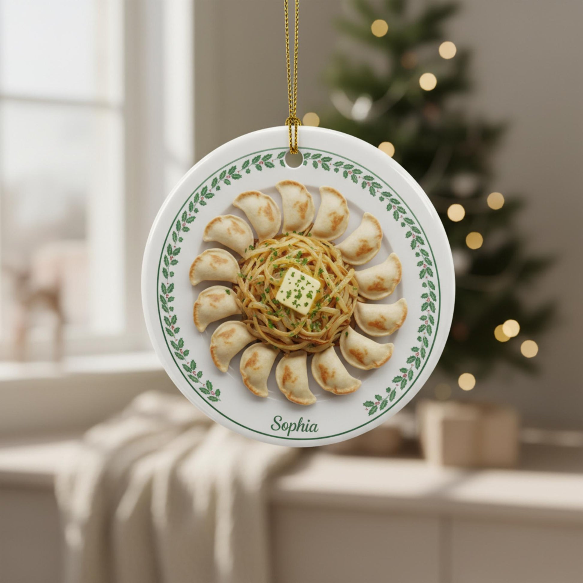 Pierogi Dumplings Ornament: Double-Sided Ceramic Christmas Gift for Polish Cuisine Lovers & Foodies image 4